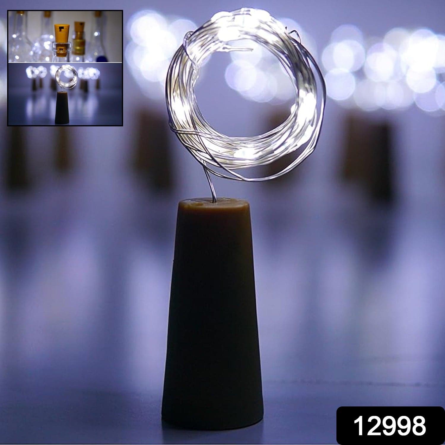Wine Bottle Cork String Light | Multi LED / 2M Cable Length Copper Wire Battery Operated (White / 1 Pc) thumbnail 2