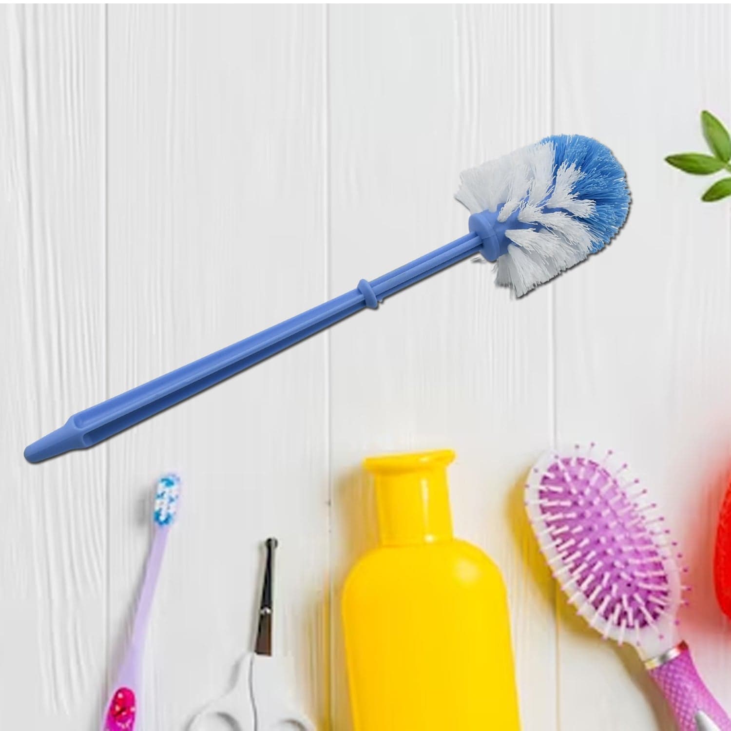 Plastic Round Toilet Cleaner Brush Plastic Bathroom Cleaner - Round Hockey Stick Shape Toilet Brush thumbnail 1