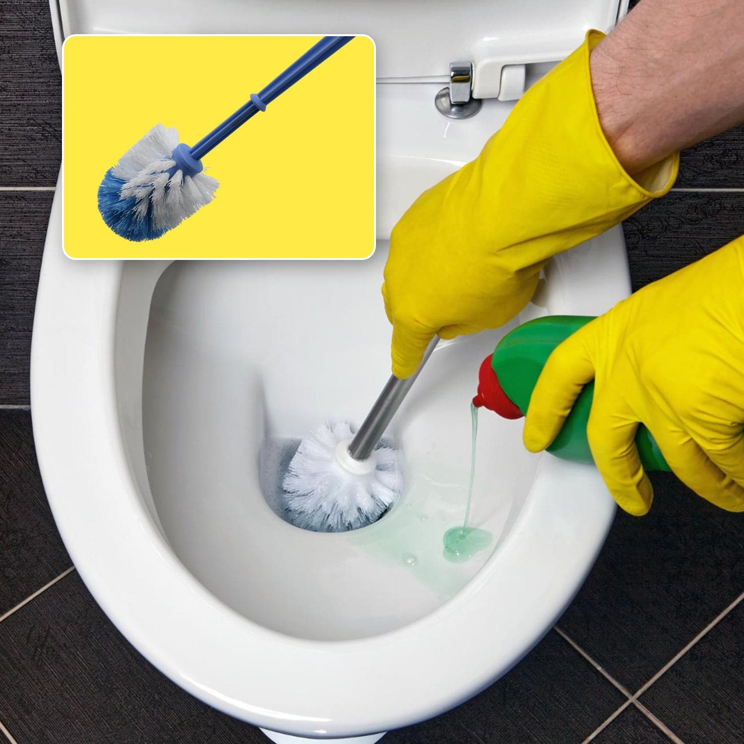 Plastic Round Toilet Cleaner Brush Plastic Bathroom Cleaner - Round Hockey Stick Shape Toilet Brush thumbnail 3