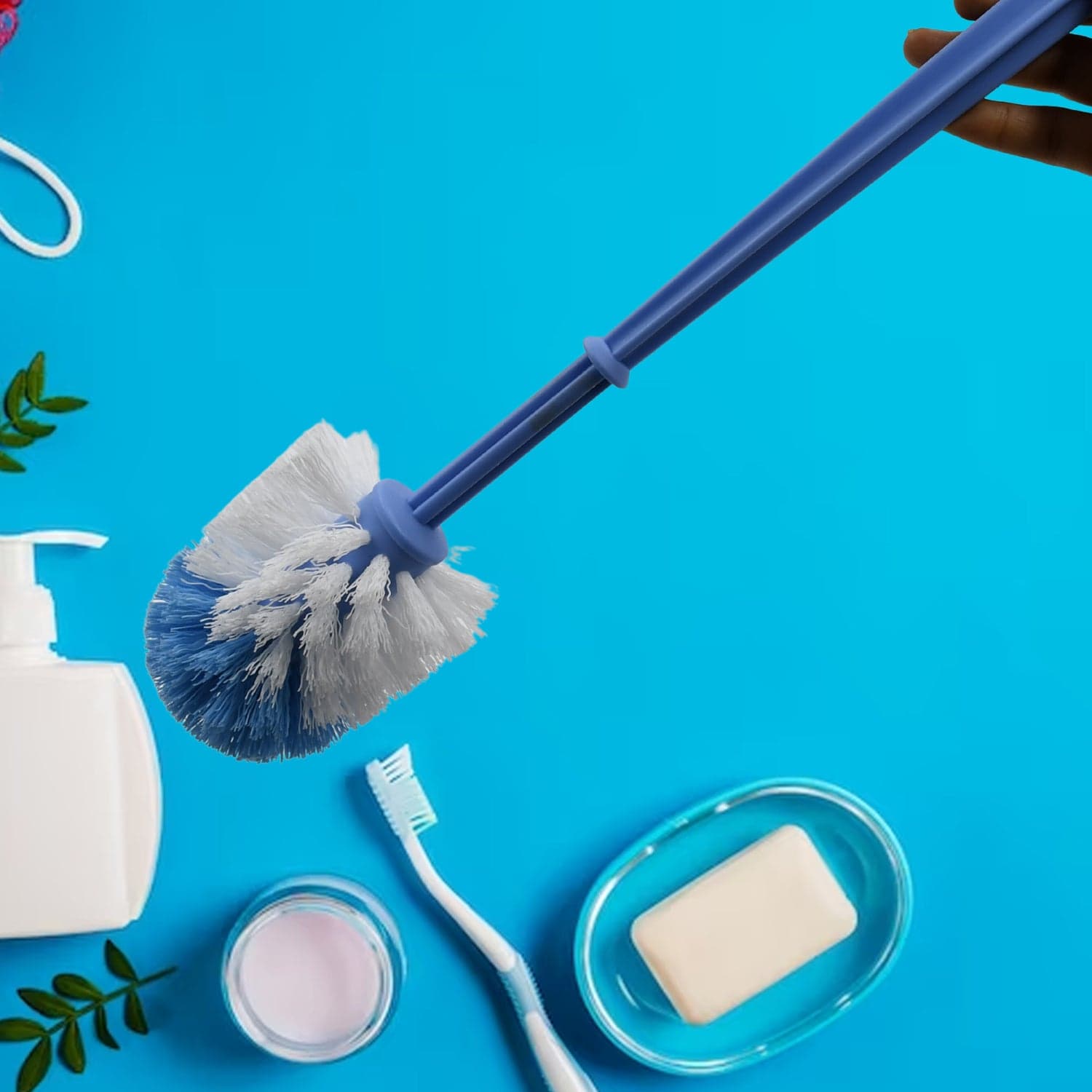 Plastic Round Toilet Cleaner Brush Plastic Bathroom Cleaner - Round Hockey Stick Shape Toilet Brush thumbnail 5