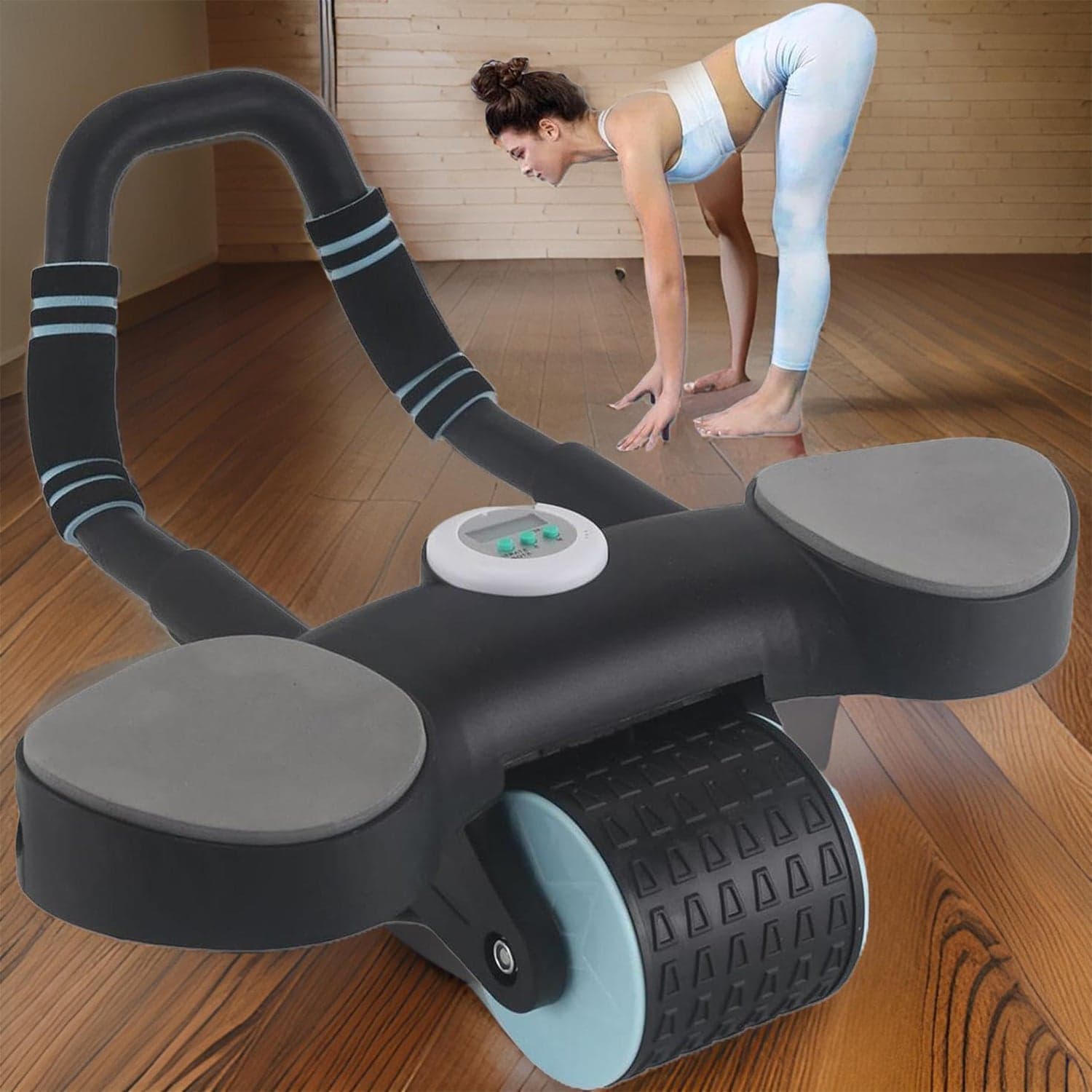 Abdominal Wheel Roller Widened Elbow Support Roller with Timer & Skipping Rope (1 Set) thumbnail 3