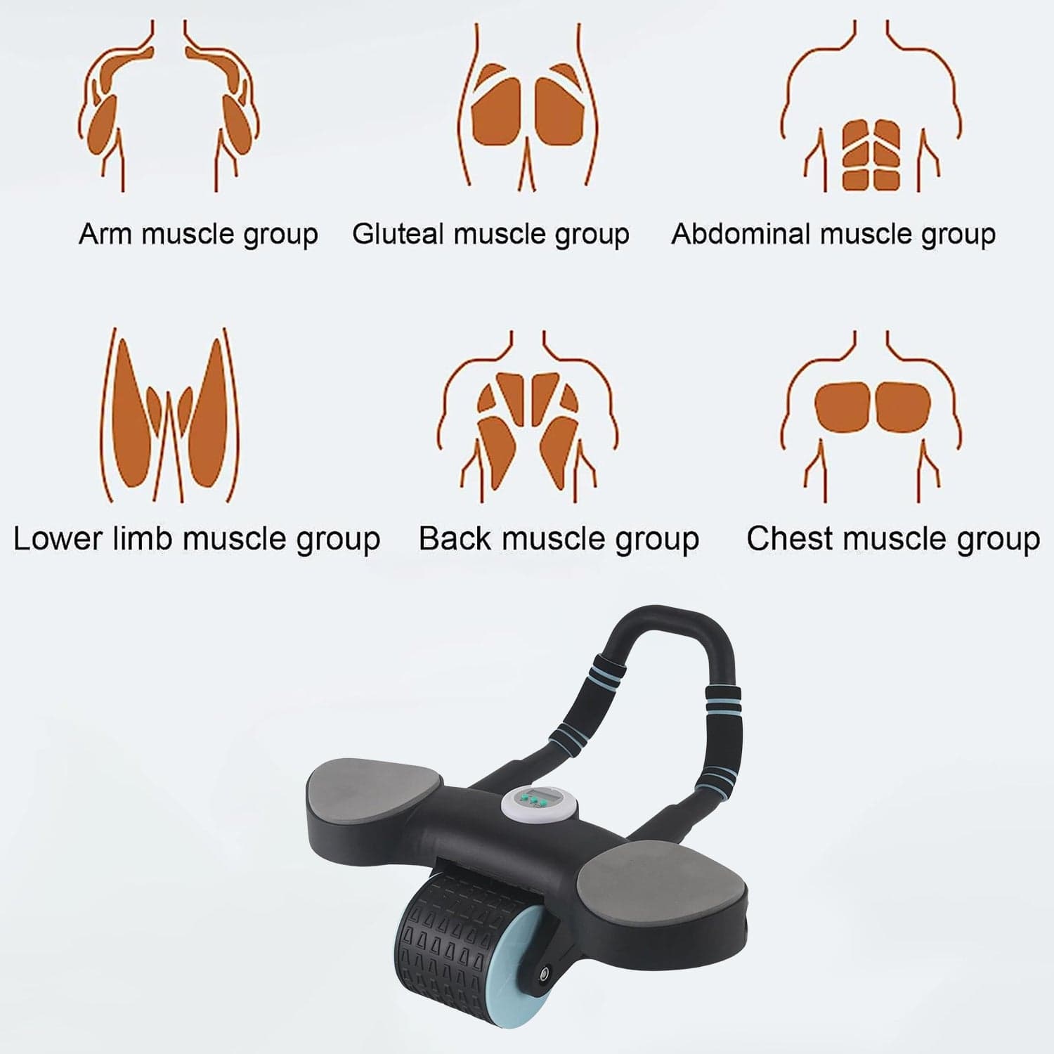 Abdominal Wheel Roller Widened Elbow Support Roller with Timer & Skipping Rope (1 Set) thumbnail 5