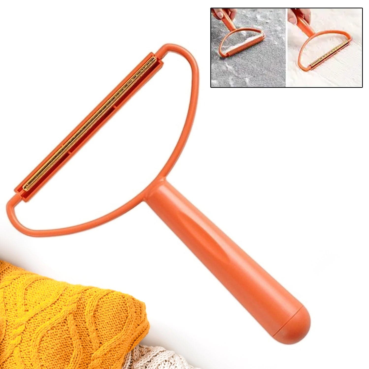 2-In-1 Portable Lint Remover Of Long-Handle Brush & Sticky Roller For Clothes thumbnail 3