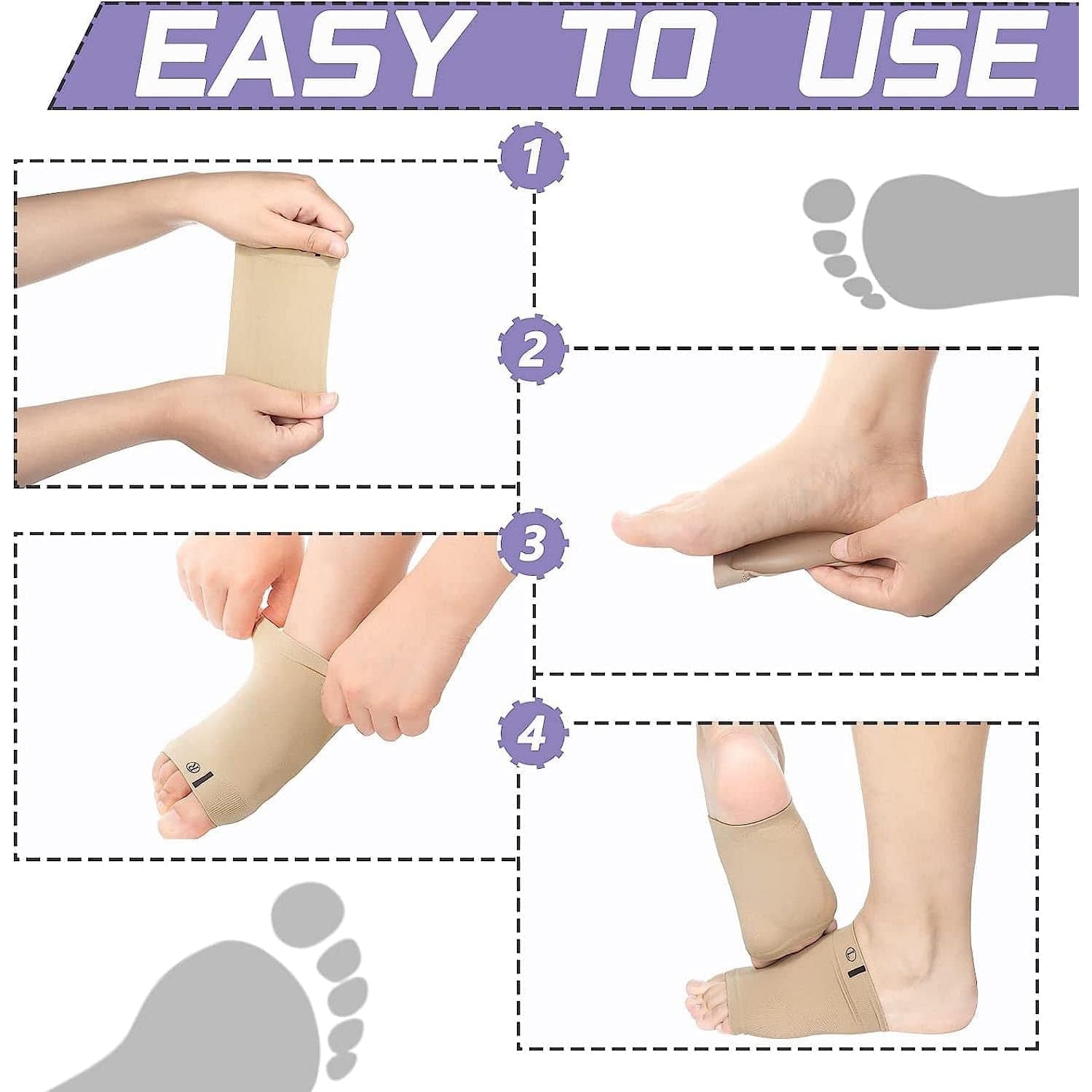 Foot Arch Support For Men & Women | Medial Arch Support For Flat Feet Correction Sleeve With Cushion | Plantar Fasciitis Leg Foot Pain Relief Product | Foot Care For Orthopedic Shoes Slippers thumbnail 6