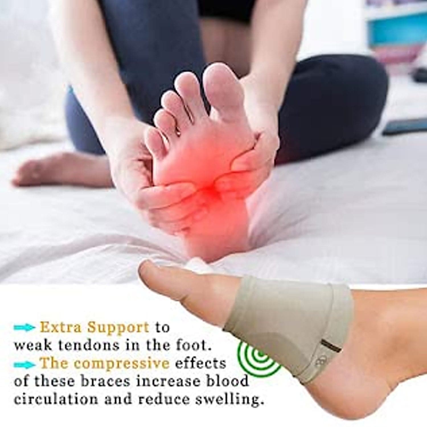 Foot Arch Support For Men & Women | Medial Arch Support For Flat Feet Correction Sleeve With Cushion | Plantar Fasciitis Leg Foot Pain Relief Product | Foot Care For Orthopedic Shoes Slippers thumbnail 7