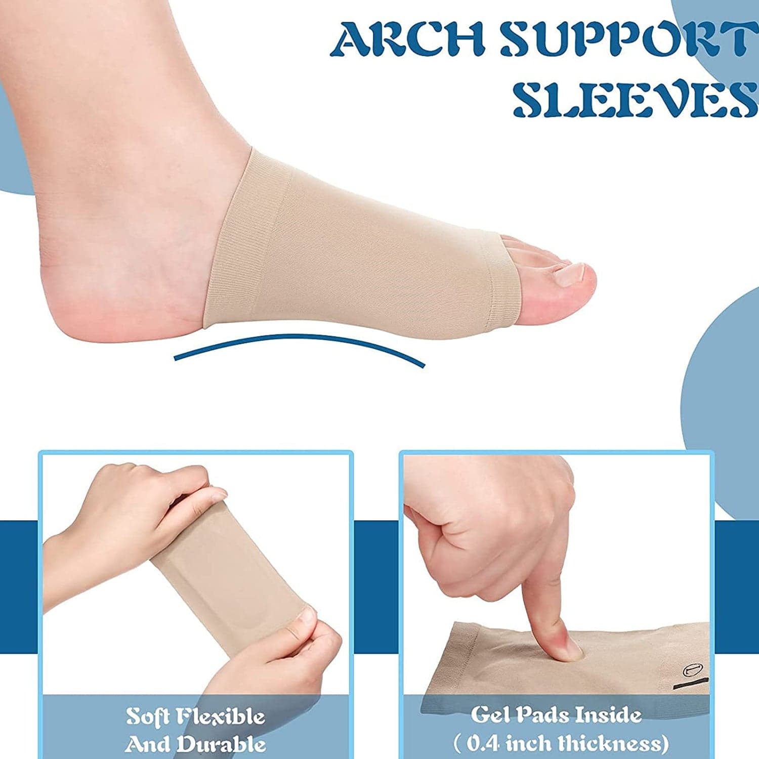 Foot Arch Support For Men & Women | Medial Arch Support For Flat Feet Correction Sleeve With Cushion | Plantar Fasciitis Leg Foot Pain Relief Product | Foot Care For Orthopedic Shoes Slippers thumbnail 8