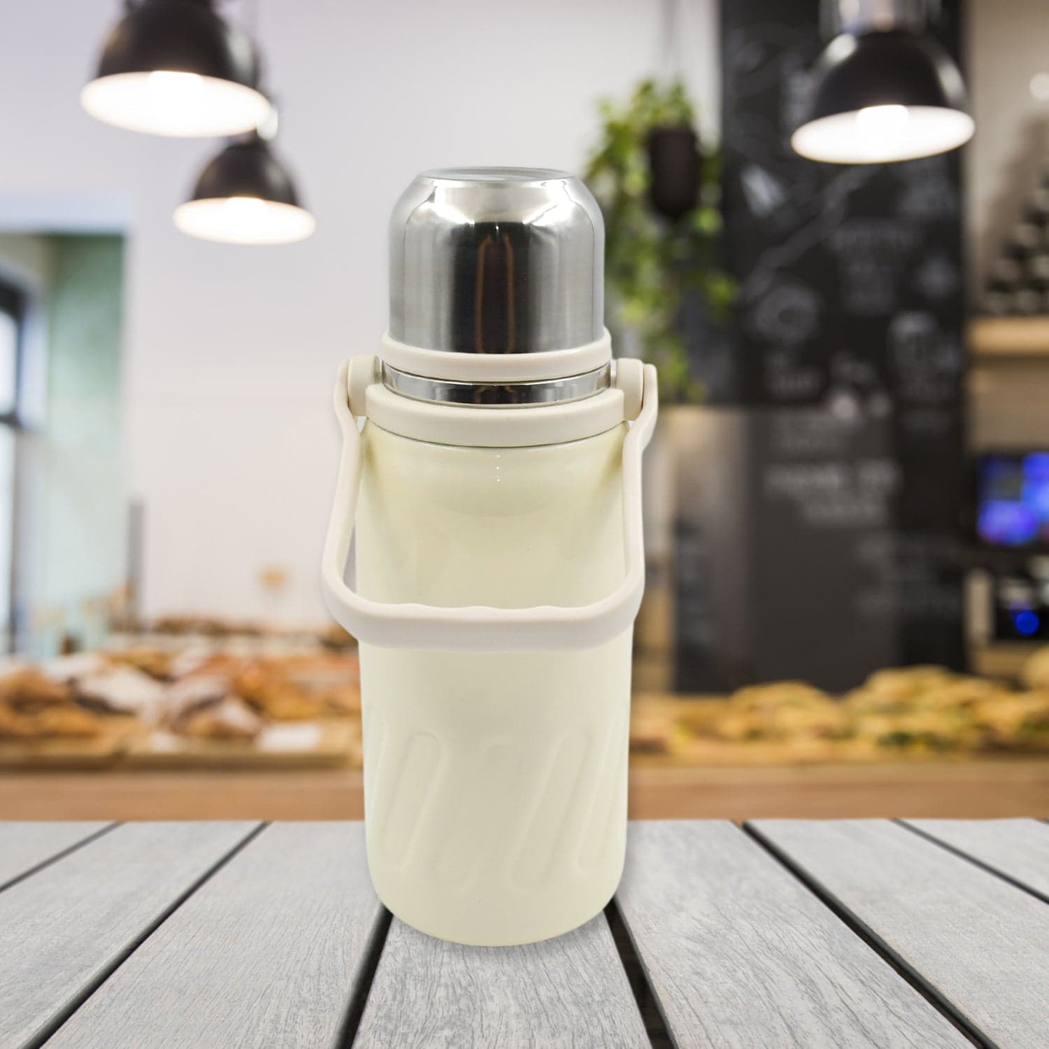 Stainless Steel Vacuum Insulated Water Bottle | Leak Proof Flask for Tea Coffee | With Steel Cup thumbnail 1