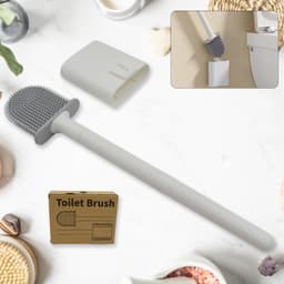 Portable Silicone Toilet Brush of Wall-Mounted, Anti-Drip Cleaner with Non-Slip Handle