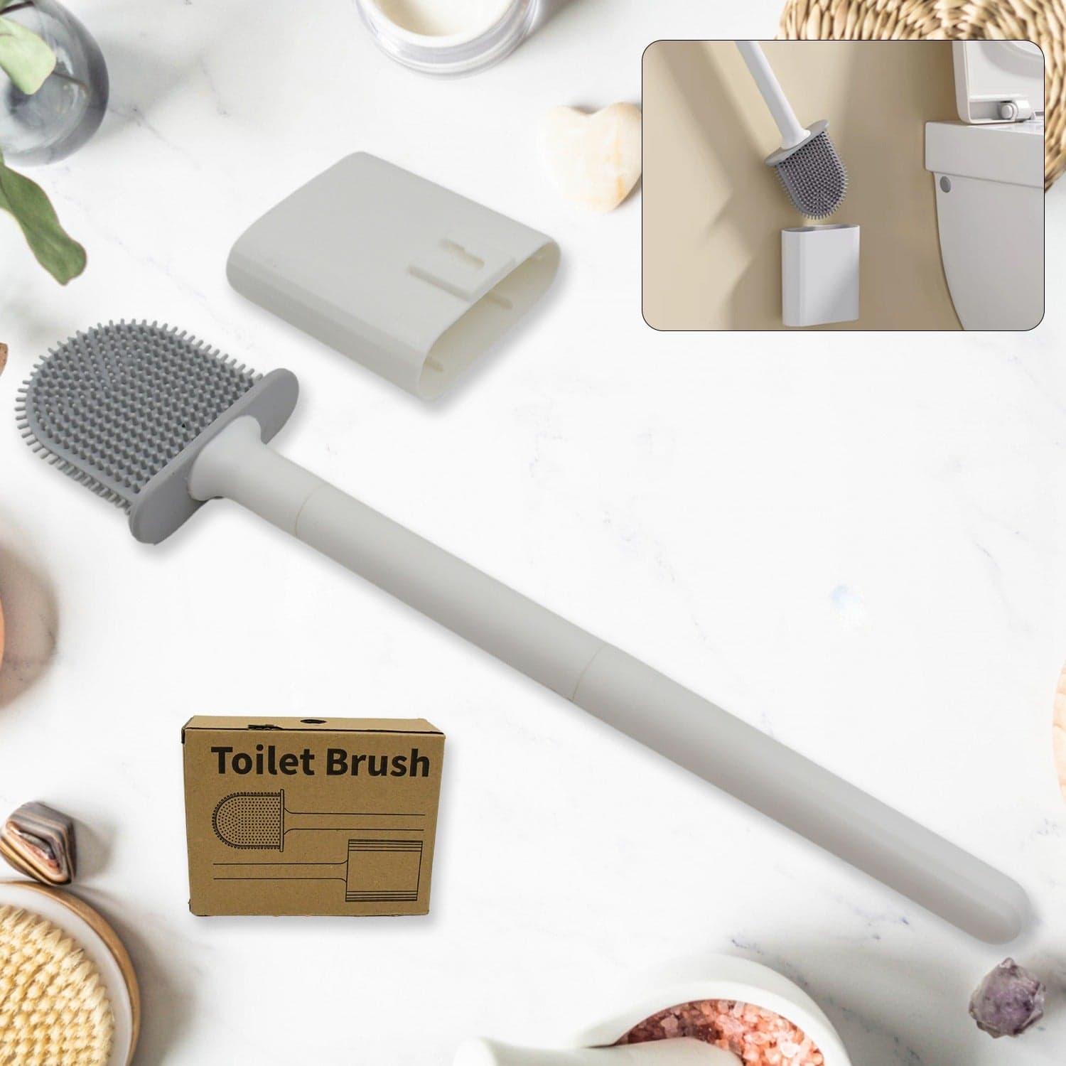 Portable Silicone Toilet Brush of Wall-Mounted, Anti-Drip Cleaner with Non-Slip Handle thumbnail 1