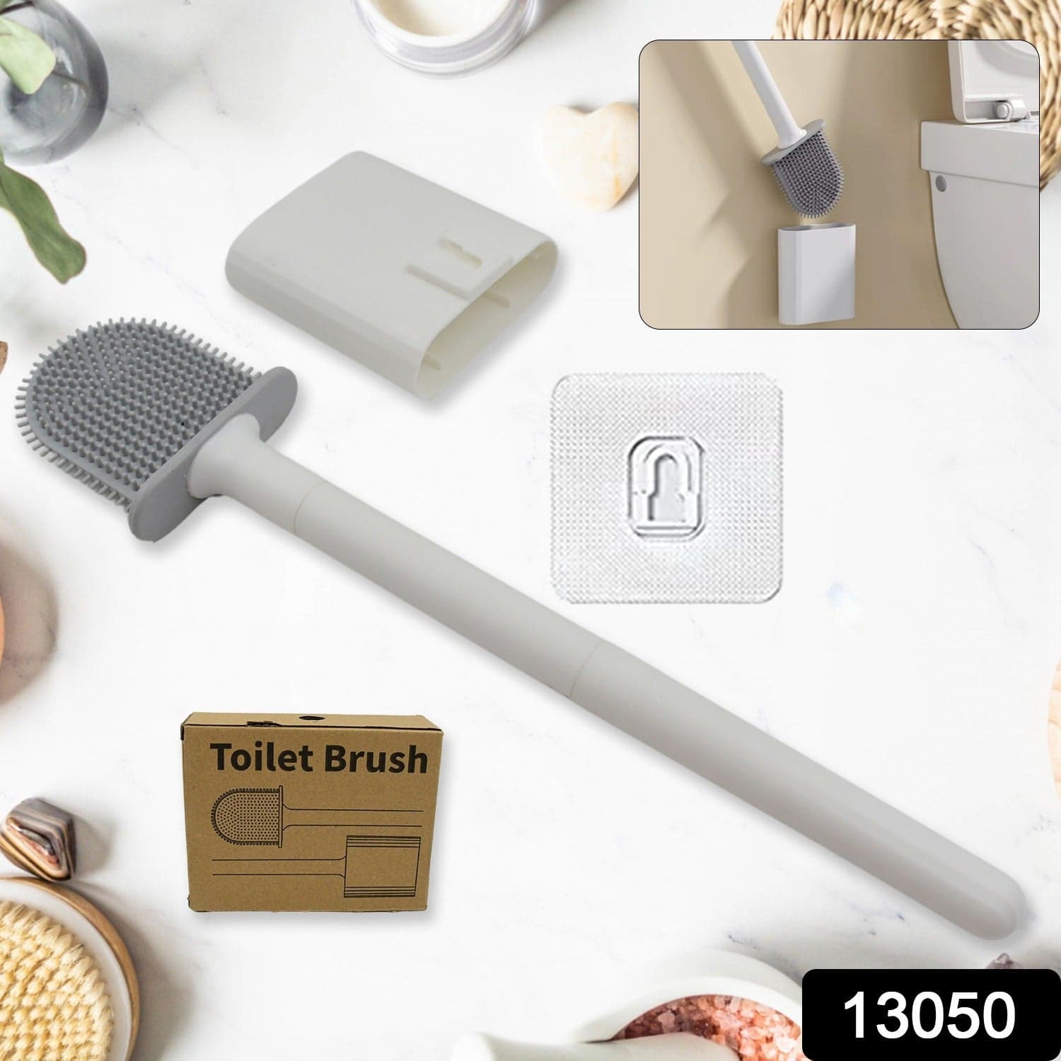 Portable Silicone Toilet Brush of Wall-Mounted, Anti-Drip Cleaner with Non-Slip Handle thumbnail 2