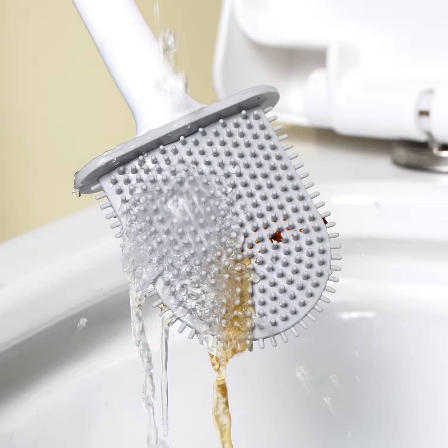 Portable Silicone Toilet Brush of Wall-Mounted, Anti-Drip Cleaner with Non-Slip Handle thumbnail 3