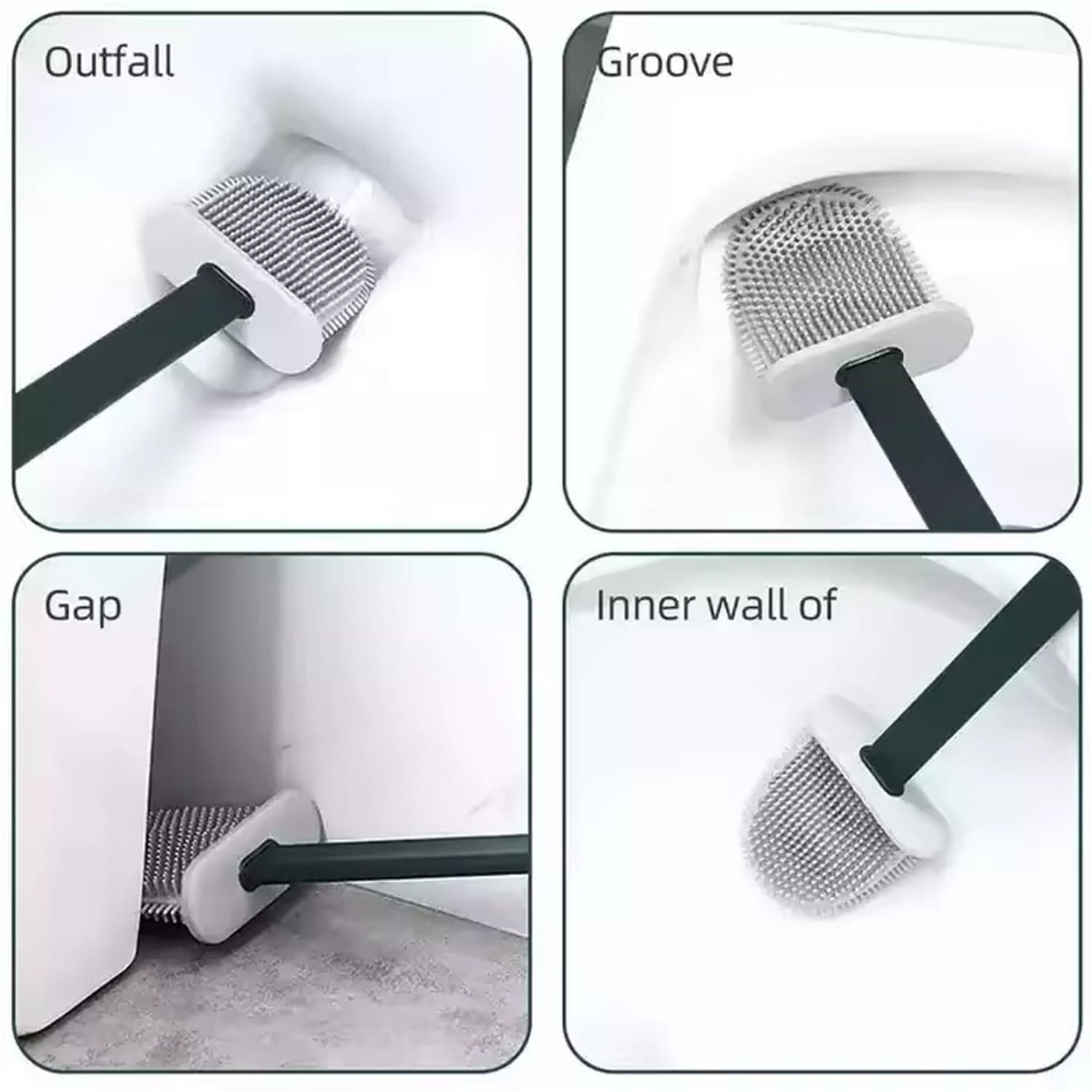 Portable Silicone Toilet Brush of Wall-Mounted, Anti-Drip Cleaner with Non-Slip Handle thumbnail 4