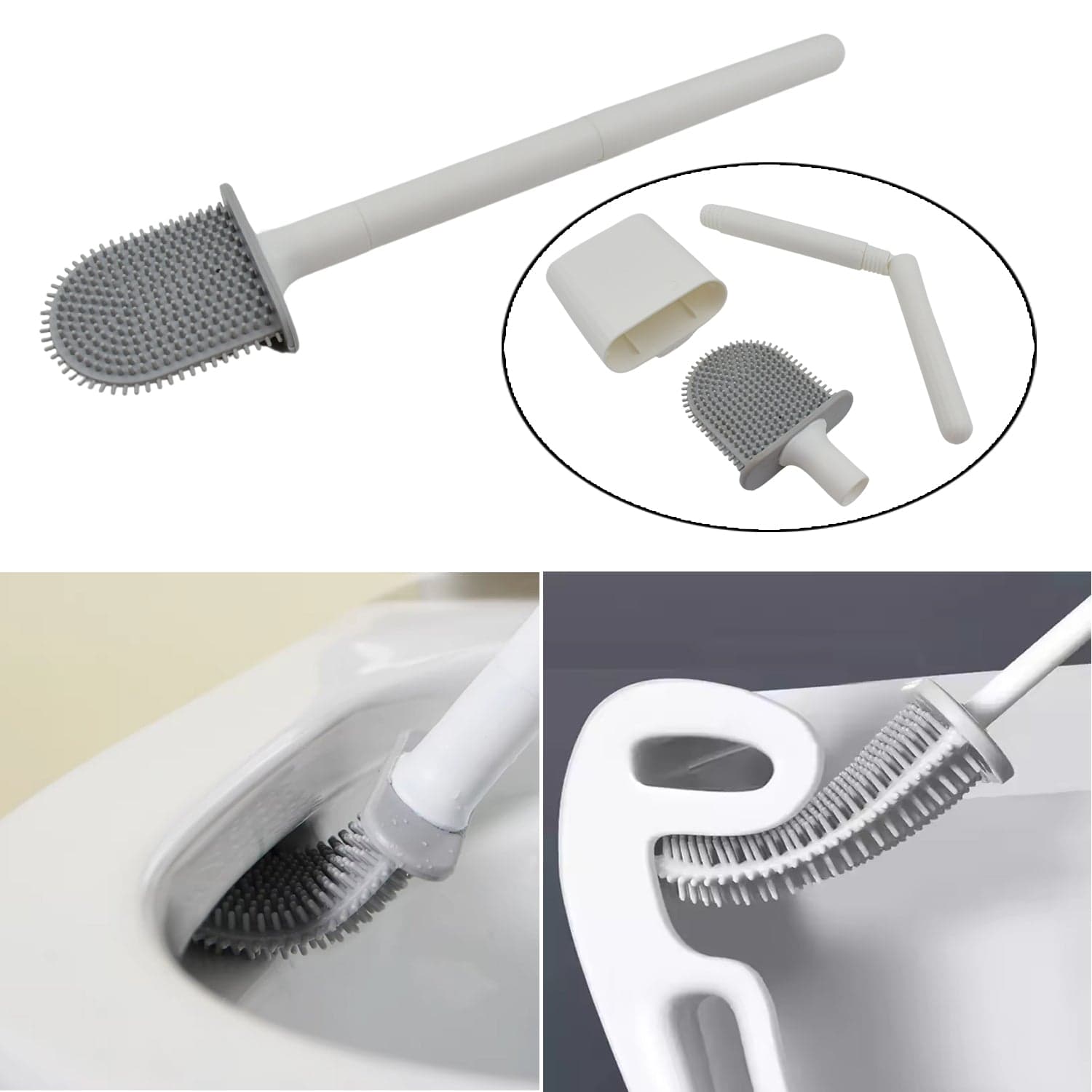 Portable Silicone Toilet Brush of Wall-Mounted, Anti-Drip Cleaner with Non-Slip Handle thumbnail 5