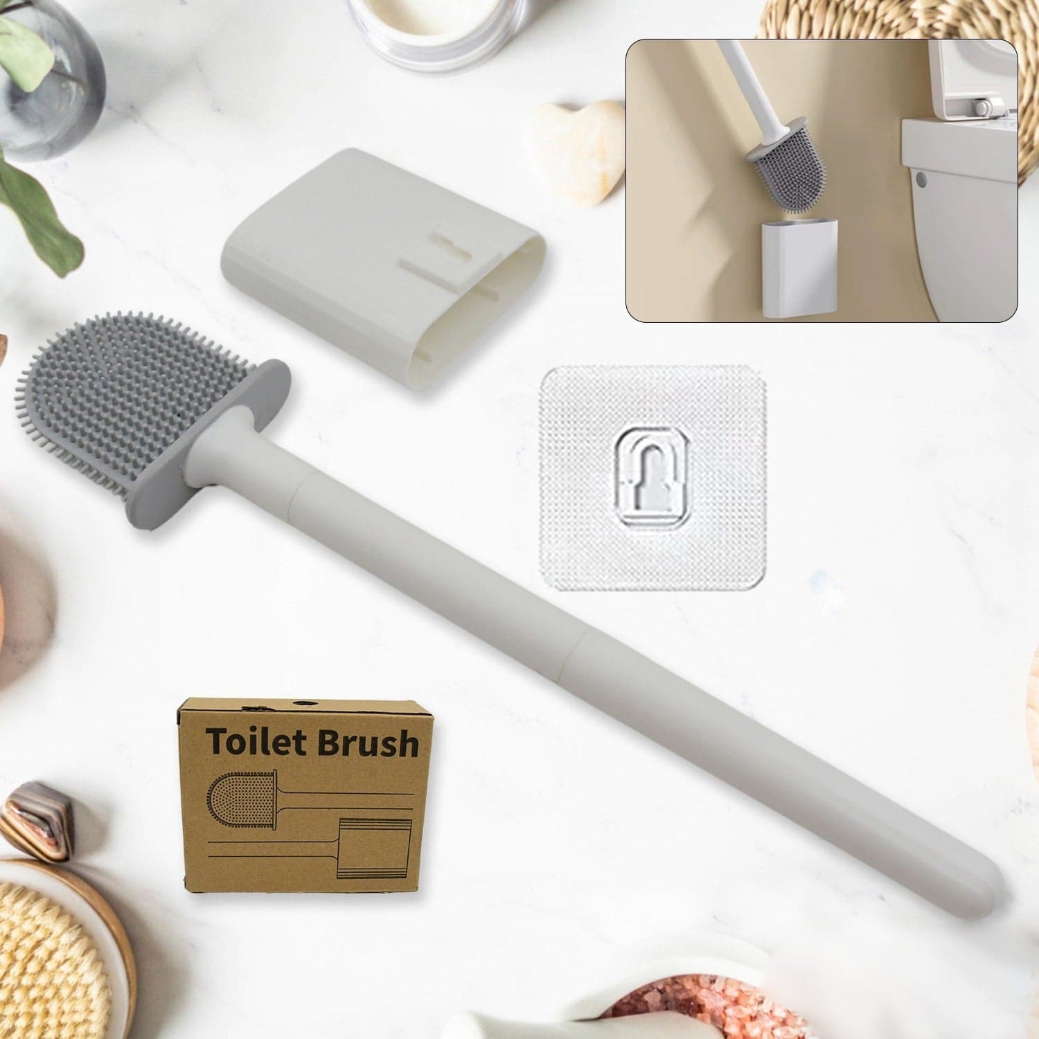 Portable Silicone Toilet Brush of Wall-Mounted, Anti-Drip Cleaner with Non-Slip Handle thumbnail 7