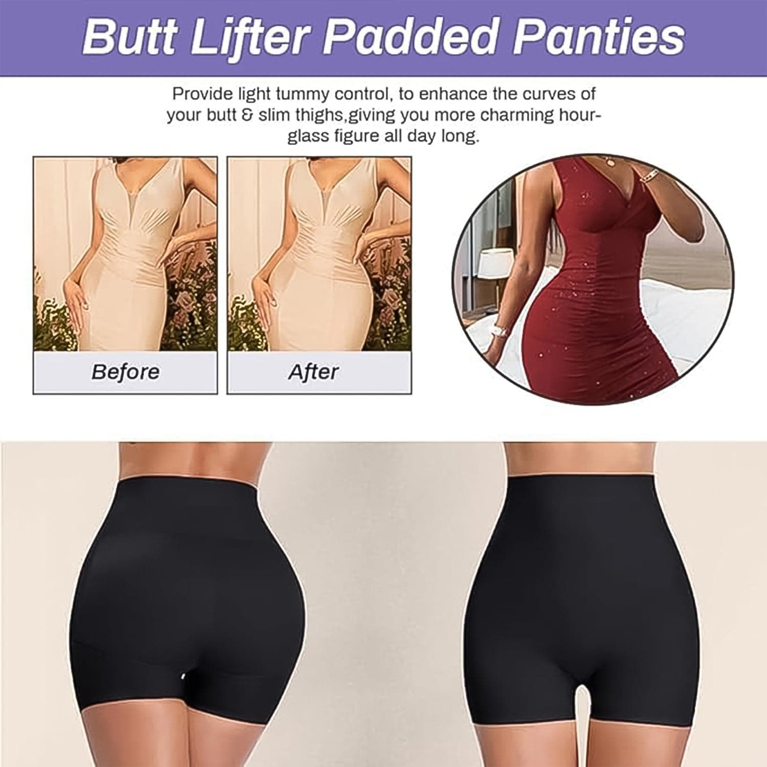 Women'S Butt Lifter Padded Underwear, Hip Pads Body Shaper Control Knickers Hip Pad (1 Pc / Large) thumbnail 6