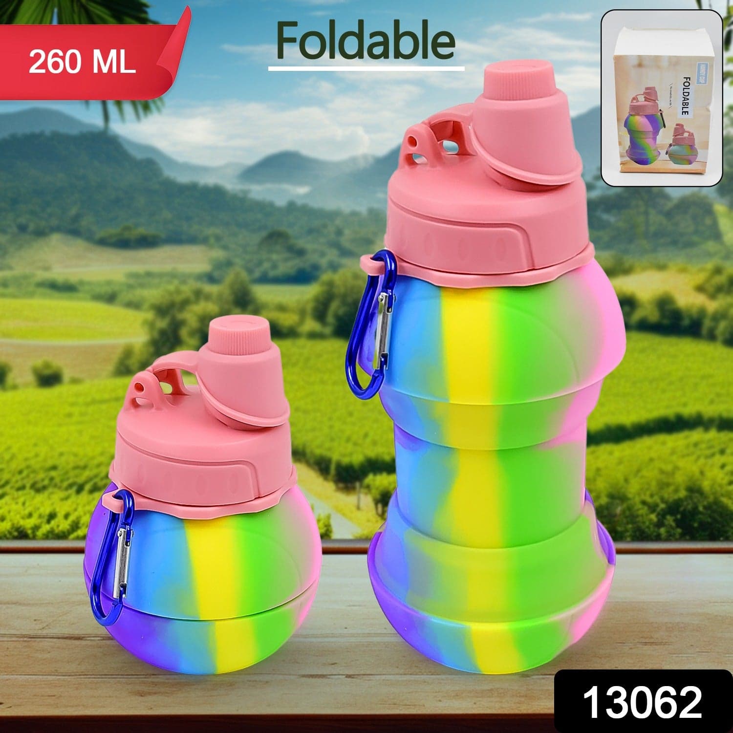 Flexible Collapsible Silicone Sports Water Bottle (260 ML / 20 CM Folding) thumbnail 3