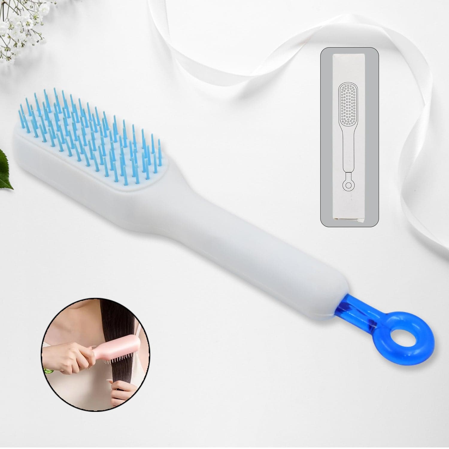 Self-Cleaning Hairbrush, Massage Comb (1 Pc / With Box), Hair accessories thumbnail 1