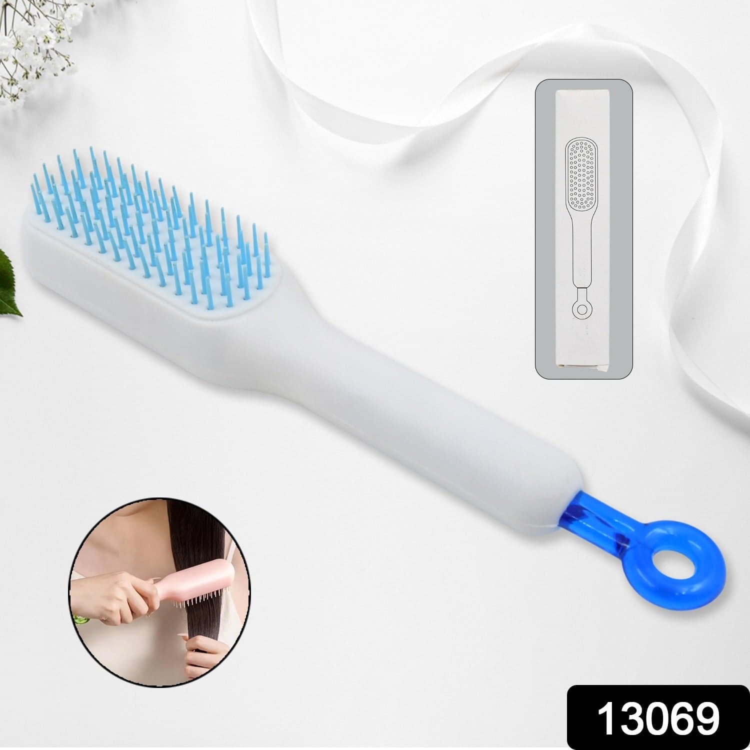 Self-Cleaning Hairbrush, Massage Comb (1 Pc / With Box), Hair accessories thumbnail 2