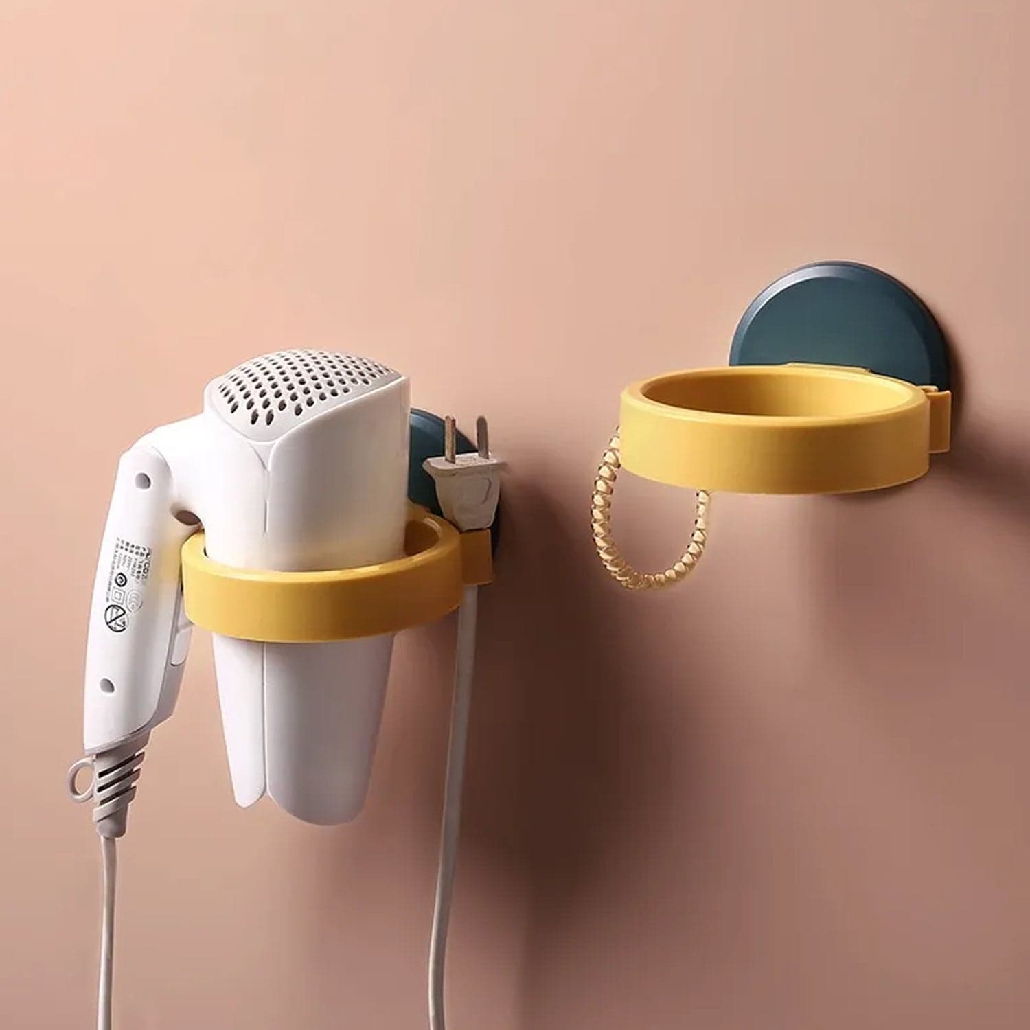 Wall Mount Hair Dryer Holder With Suction Cup, Plastic Wall Bracket For Bathroom, Beauty Salon / Home Use Self Adhesive Hair Dryer Stand Rack (1 Pc) thumbnail 1