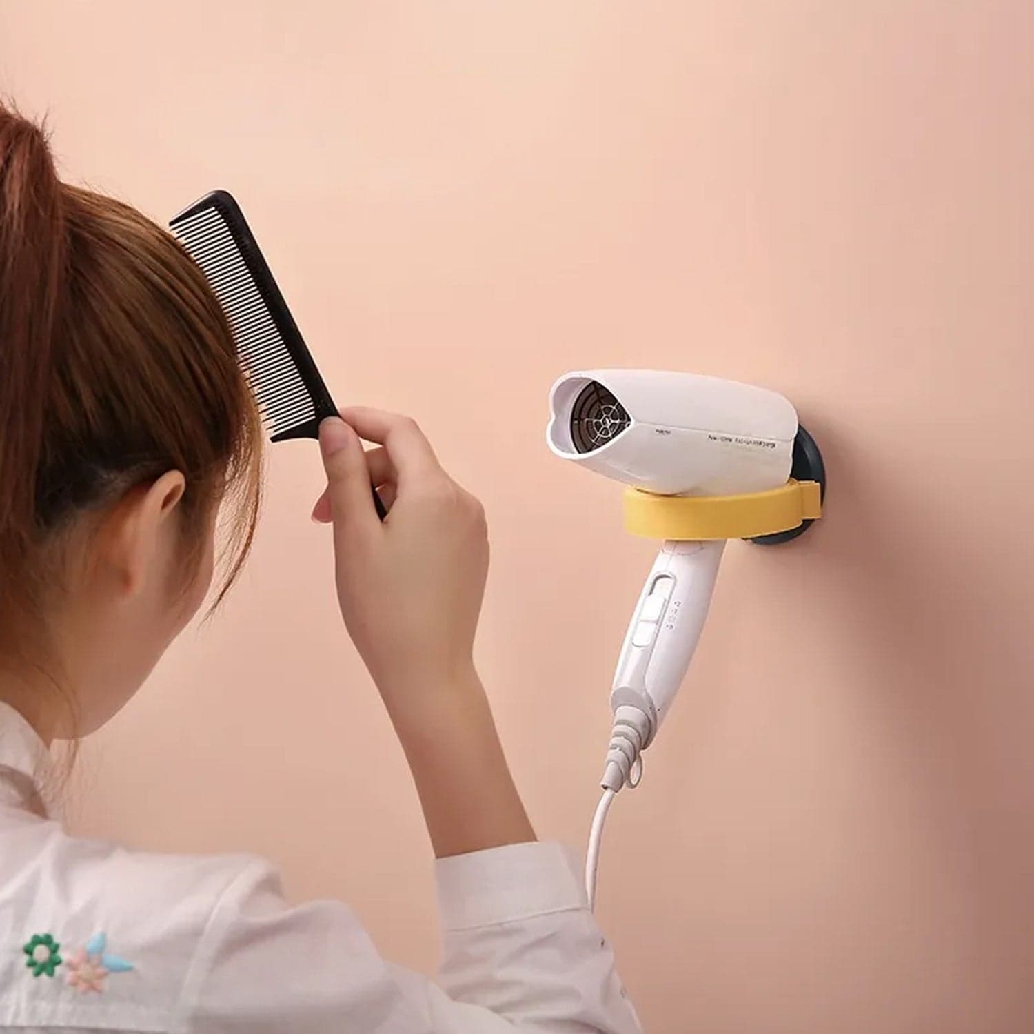Wall Mount Hair Dryer Holder With Suction Cup, Plastic Wall Bracket For Bathroom, Beauty Salon / Home Use Self Adhesive Hair Dryer Stand Rack (1 Pc) thumbnail 5