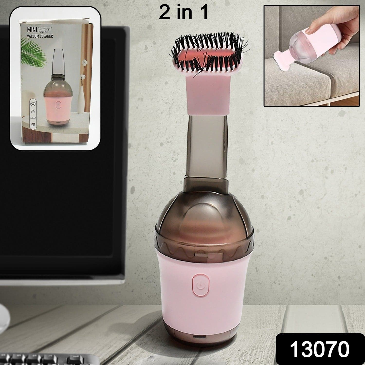 Handheld Vacuum Cleaner, Cordless Desktop Vacuum Cleaner One Button Switch For Office (1 Pc) thumbnail 2