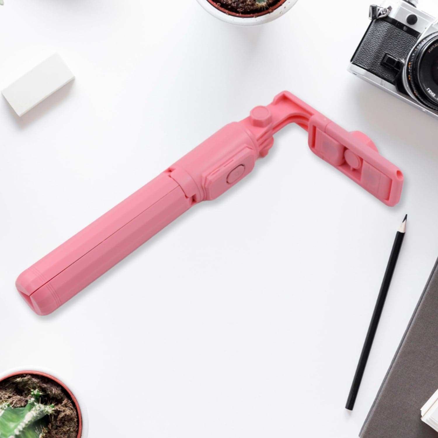 Portable Foldable Selfie Stick With Remote Control, 3-Axis Tripod Hand Stabilizer For Smartphones, Tiktok Vlog Youtuber Video Recording (1 Pc) thumbnail 3