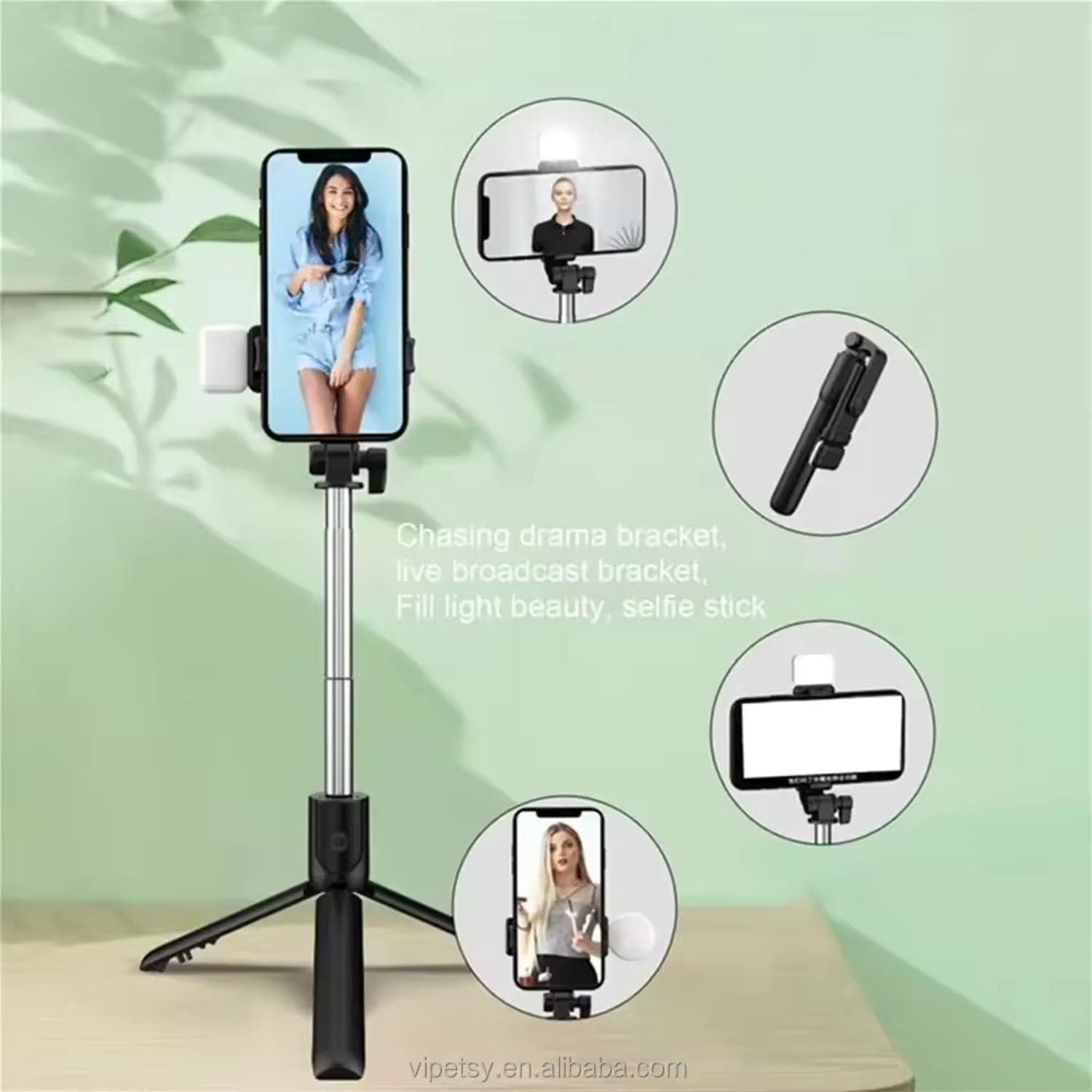Portable Foldable Selfie Stick With Remote Control, 3-Axis Tripod Hand Stabilizer For Smartphones, Tiktok Vlog Youtuber Video Recording (1 Pc) thumbnail 8