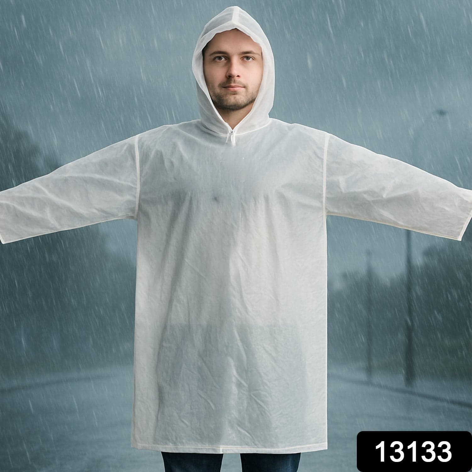 Raincoat Protect Body Arms Legs, Waterproof Reusable Rain Suit For Outdoor Accessory (1Pc) thumbnail 2