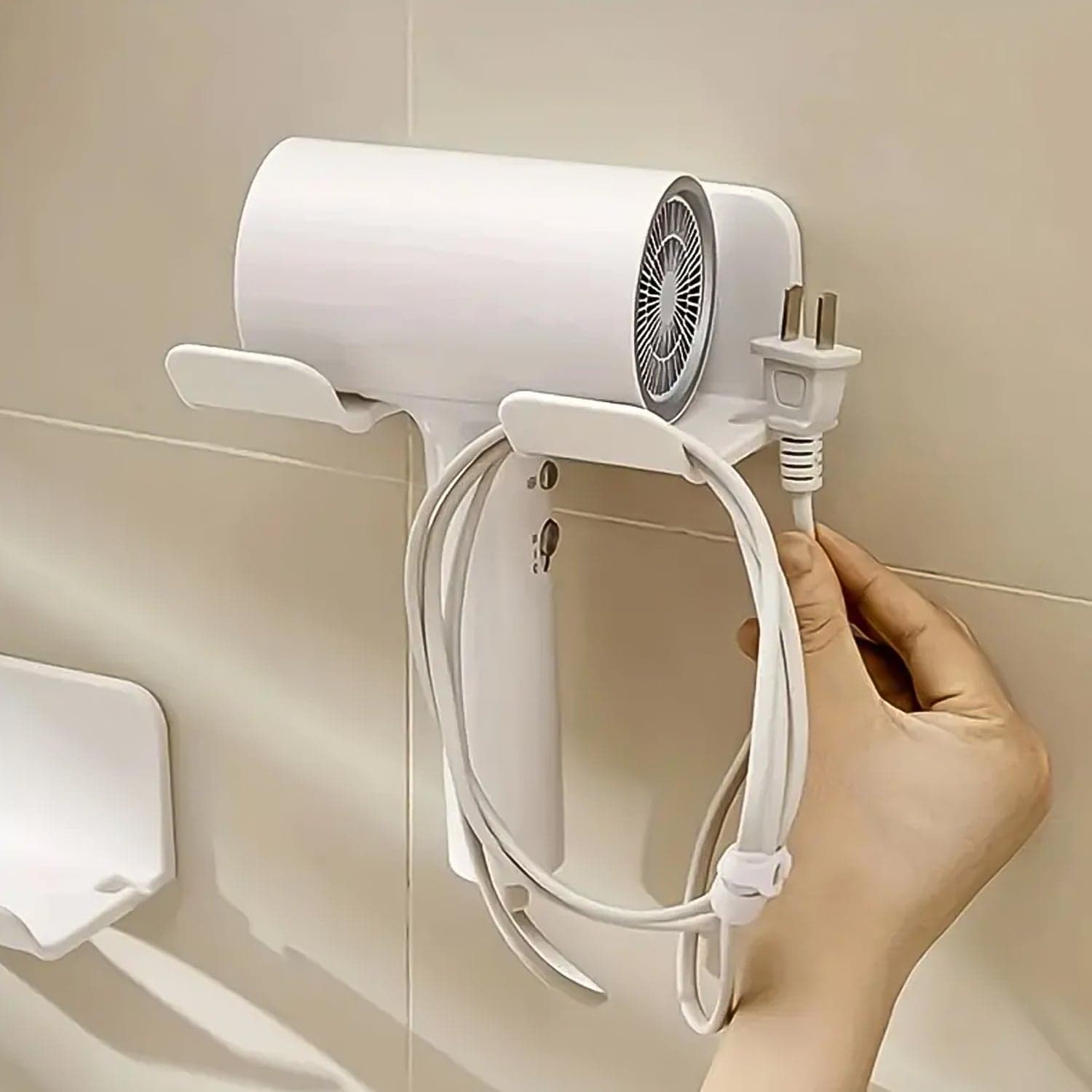 3 Compartment Wall Mount Hair Blower, Hair Dryers Holder (1 Pc) thumbnail 5
