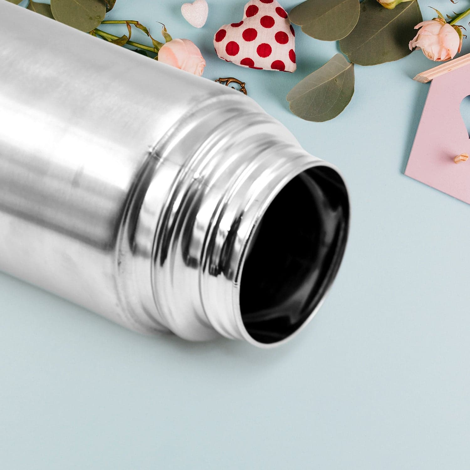 Vacuum Flask With Cover 18/8 Stainless Steel | Hot And Cold Water Bottle With Push-Down Lid thumbnail 4