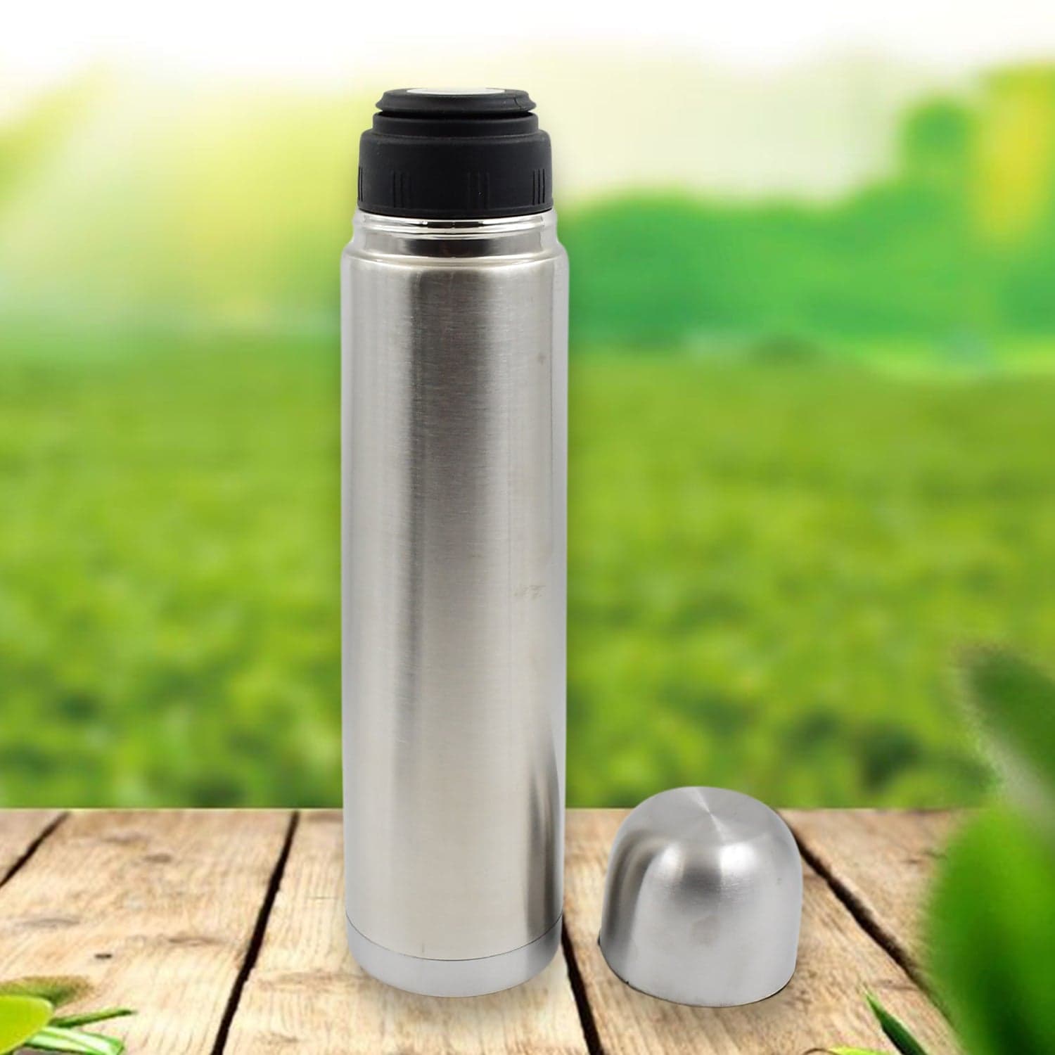 Vacuum Flask With Cover 18/8 Stainless Steel | Hot And Cold Water Bottle With Push-Down Lid thumbnail 7