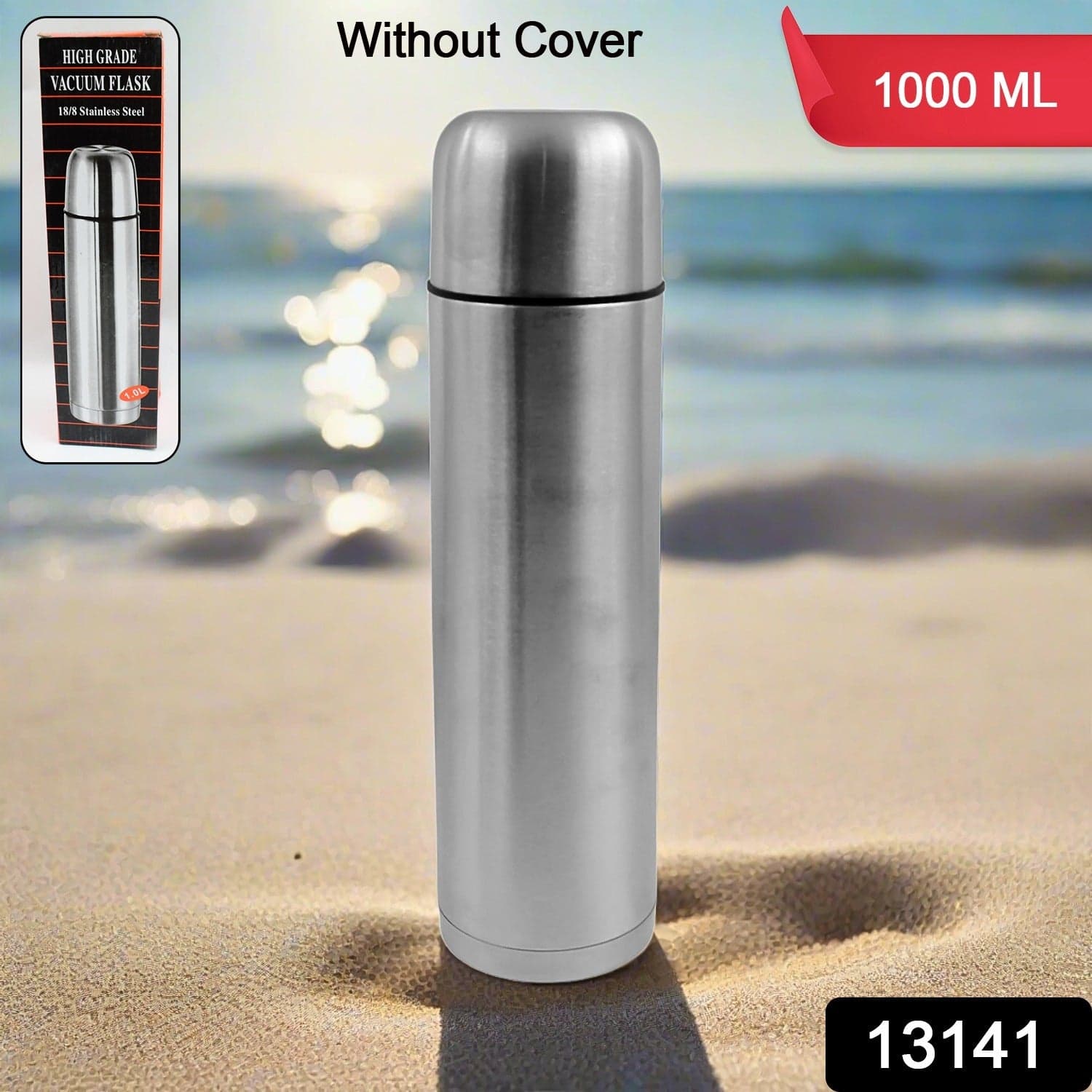 Vacuum Flask Without Cover 18/8 Stainless Steel | Hot And Cold Water Bottle With Push-Down Lid ID-13141 thumbnail 2
