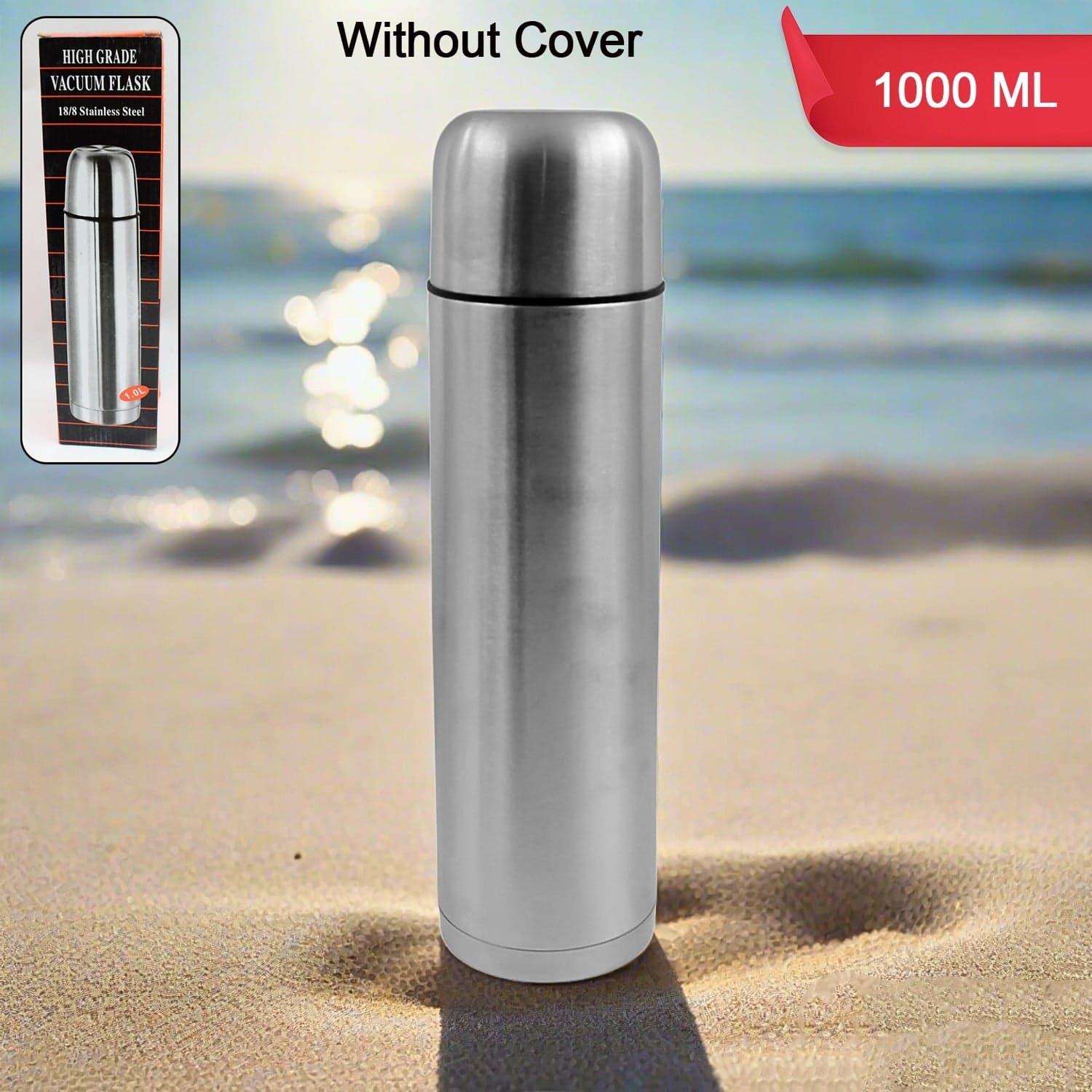 Vacuum Flask Without Cover 18/8 Stainless Steel | Hot And Cold Water Bottle With Push-Down Lid ID-13141 thumbnail 3