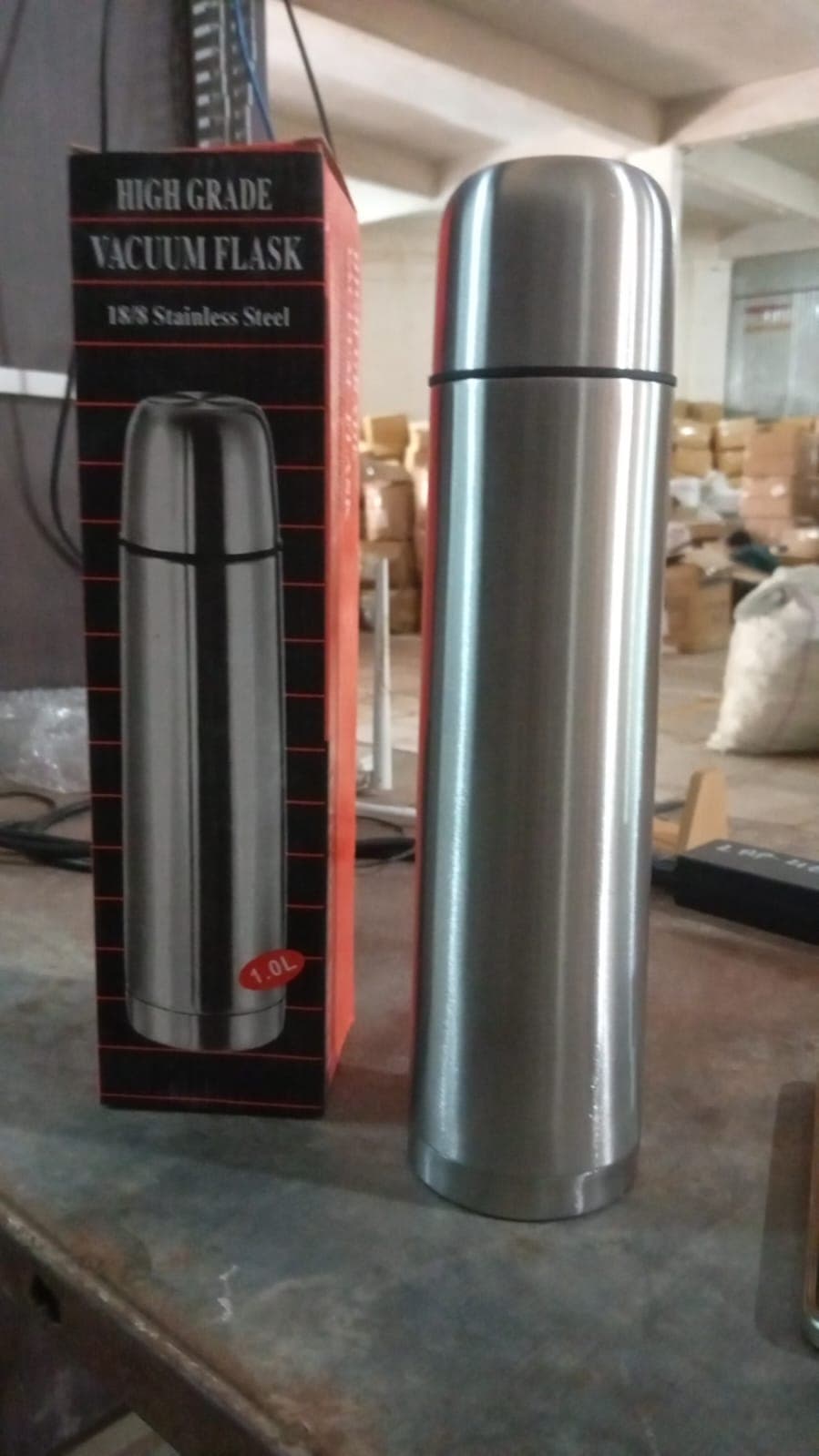 Vacuum Flask Without Cover 18/8 Stainless Steel | Hot And Cold Water Bottle With Push-Down Lid ID-13141 thumbnail 8