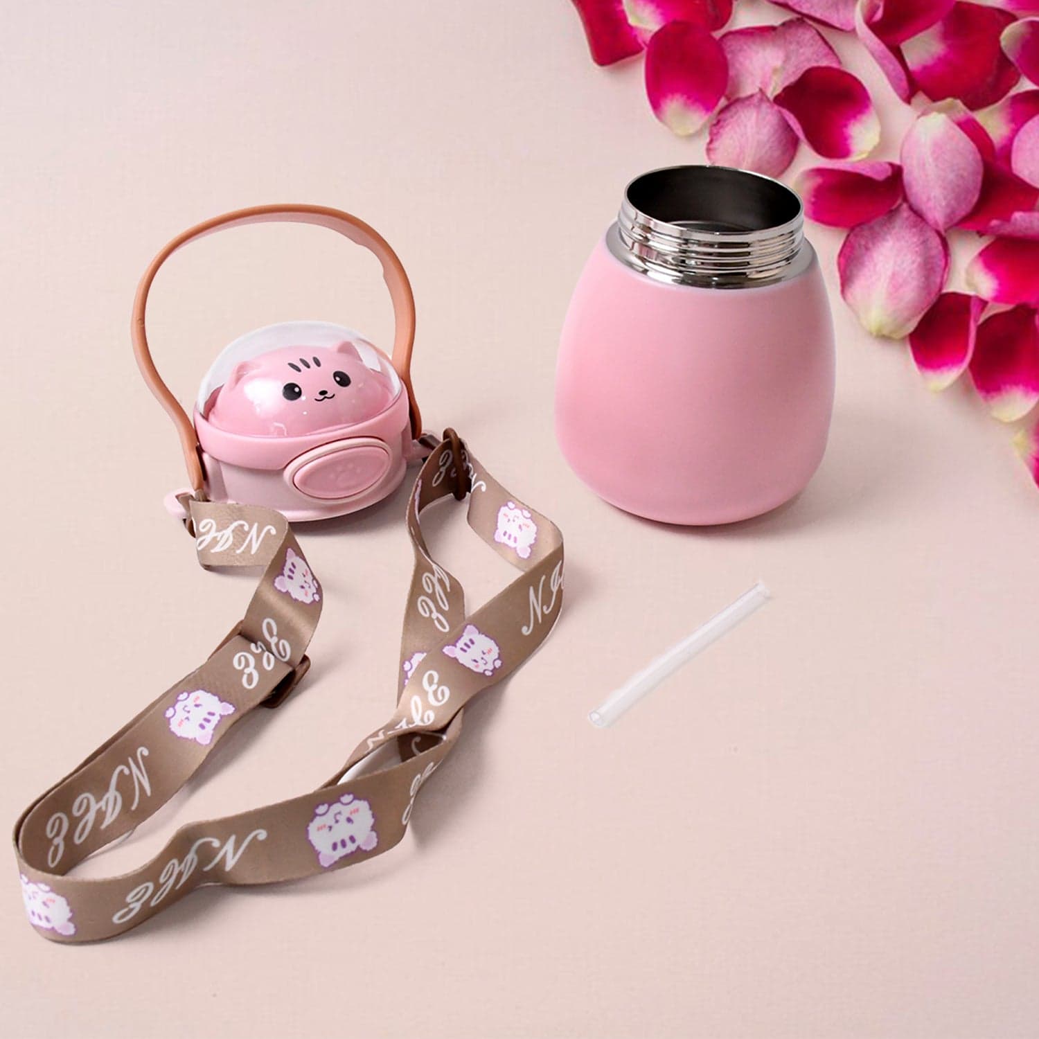 Stainless Steel Kitten / Bottle Vacuum Insulated Cup With Handle & Strap (700 ML) thumbnail 3
