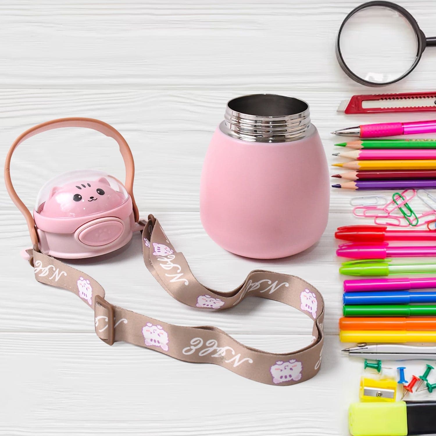 Stainless Steel Kitten / Bottle Vacuum Insulated Cup With Handle & Strap (700 ML) thumbnail 4