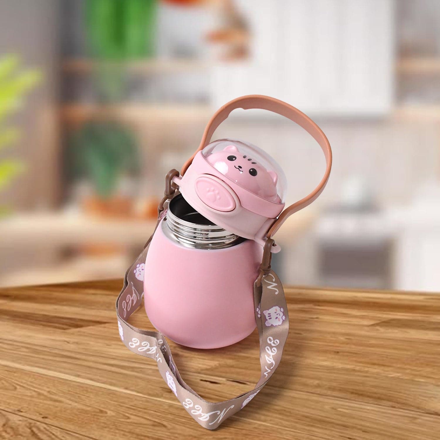 Stainless Steel Kitten / Bottle Vacuum Insulated Cup With Handle & Strap (700 ML) thumbnail 6