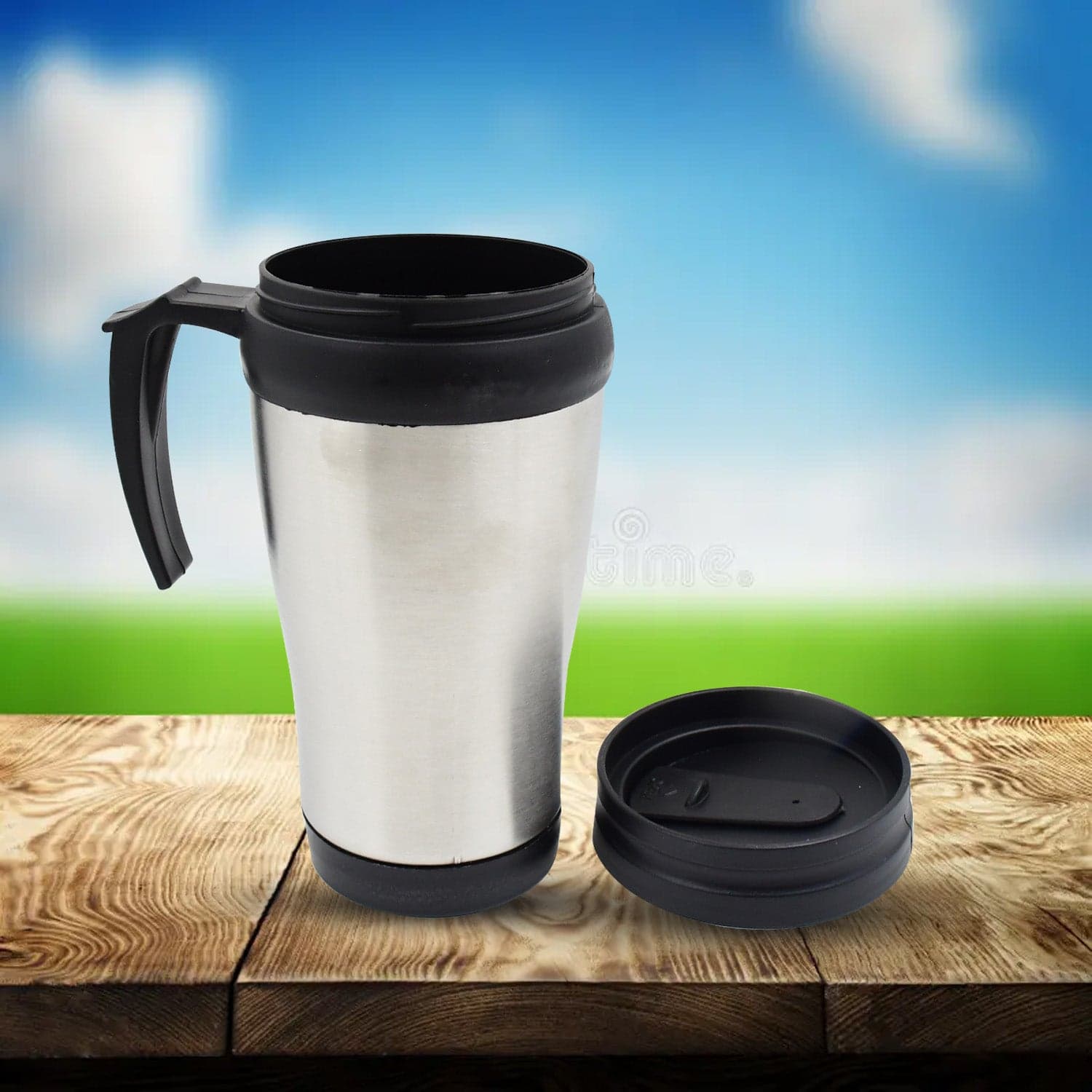 Stainless Steel Vacuum Glass Insulated Glass Coffee Cups (With Lid & Handle / 1 pc) thumbnail 6