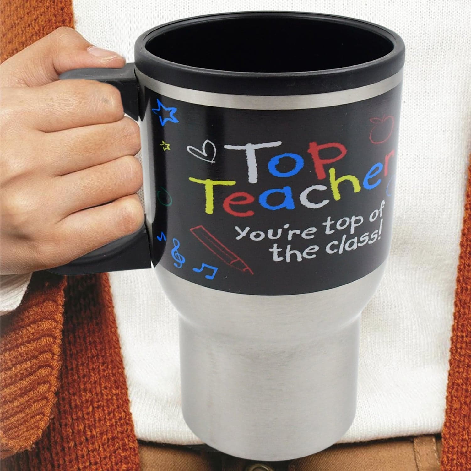Stainless Steel Insulated Travel Mug - Double-Walled Vacuum Cup with Lid & Handle thumbnail 1