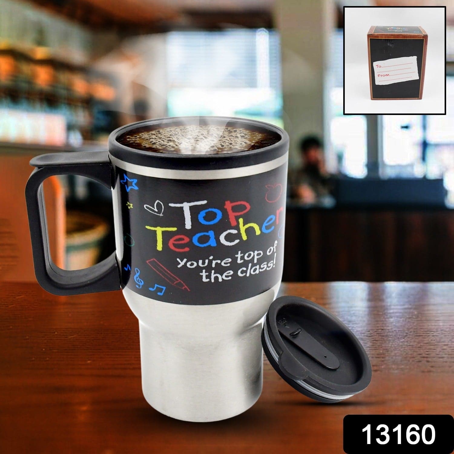 Stainless Steel Insulated Travel Mug - Double-Walled Vacuum Cup with Lid & Handle thumbnail 2