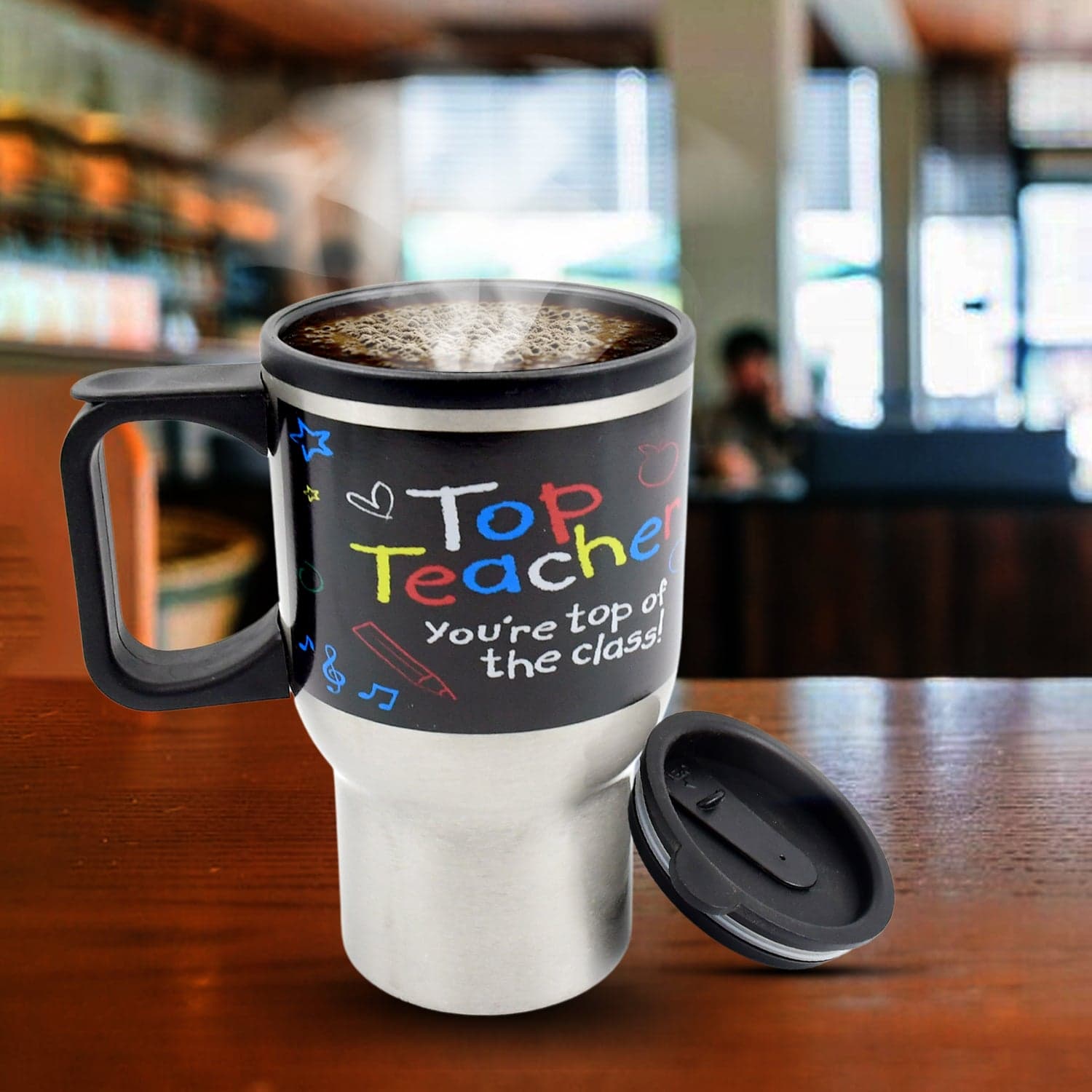 Stainless Steel Insulated Travel Mug - Double-Walled Vacuum Cup with Lid & Handle thumbnail 3