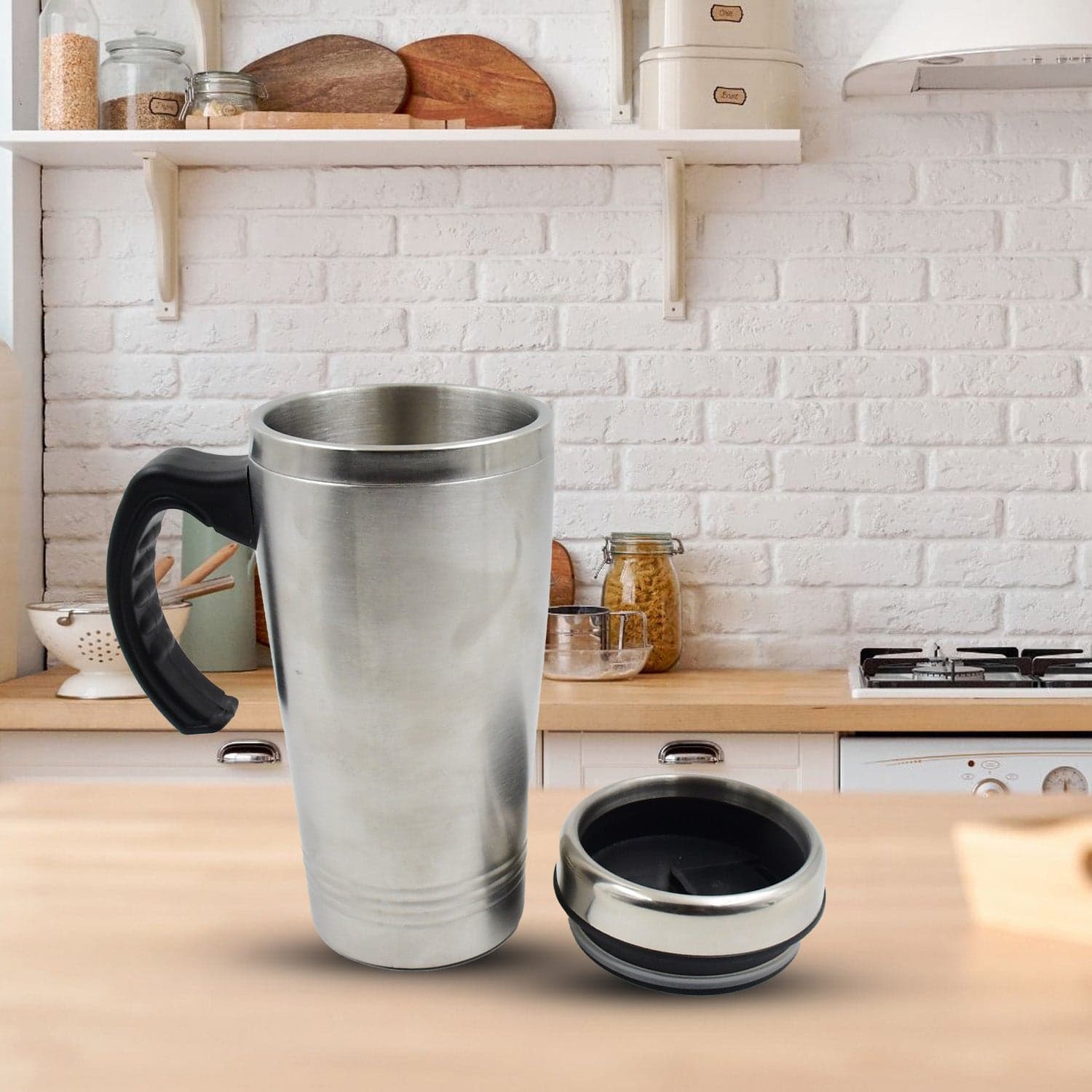 Stainless Steel Coffee Mug (1 Pc / With lid & Handle) thumbnail 1