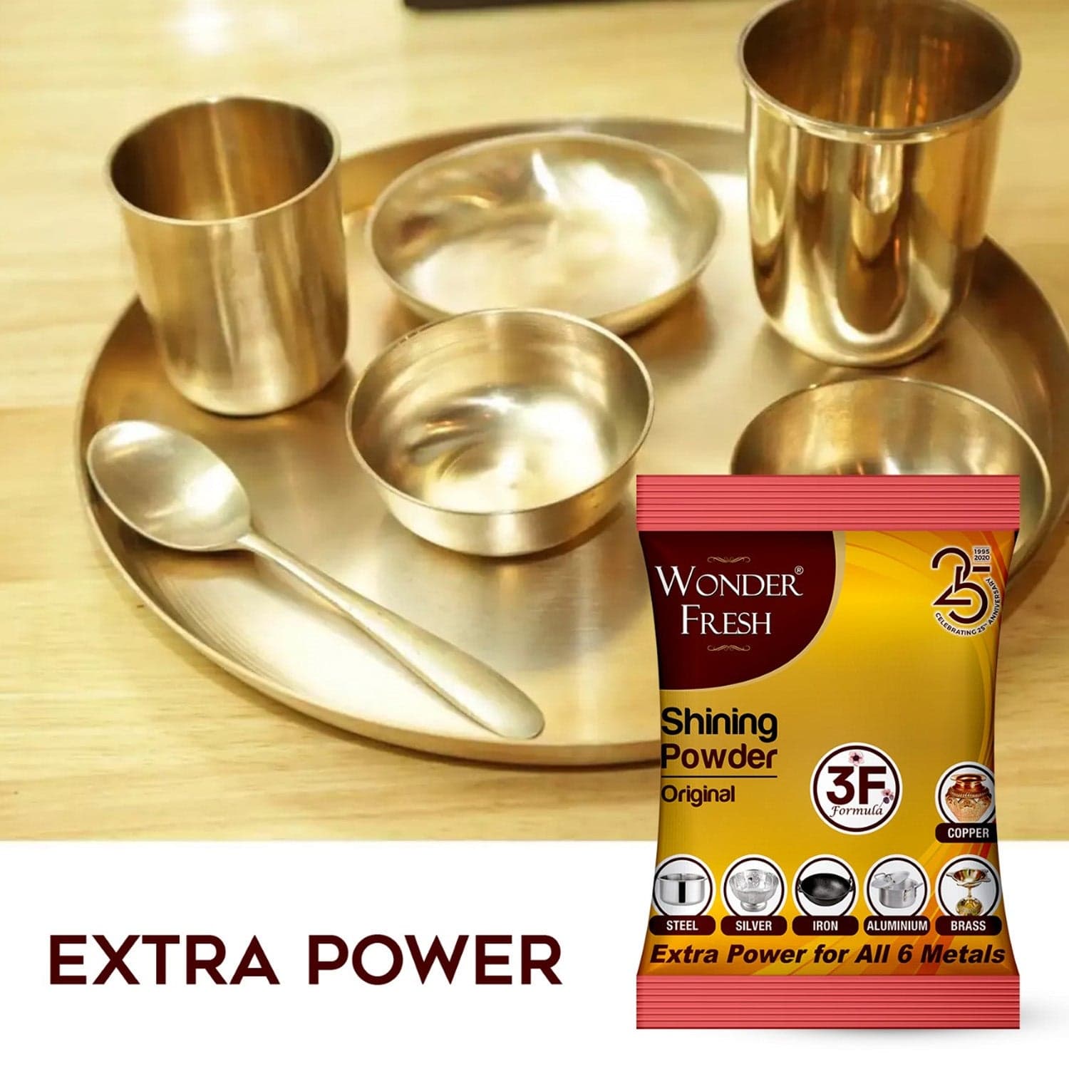 Shining Powder, Cleans And Polishes Copper, Brass, Silver, Aluminum, Iron, And Steel, Removes Tarnish And Oxidation (200 Gm) thumbnail 3