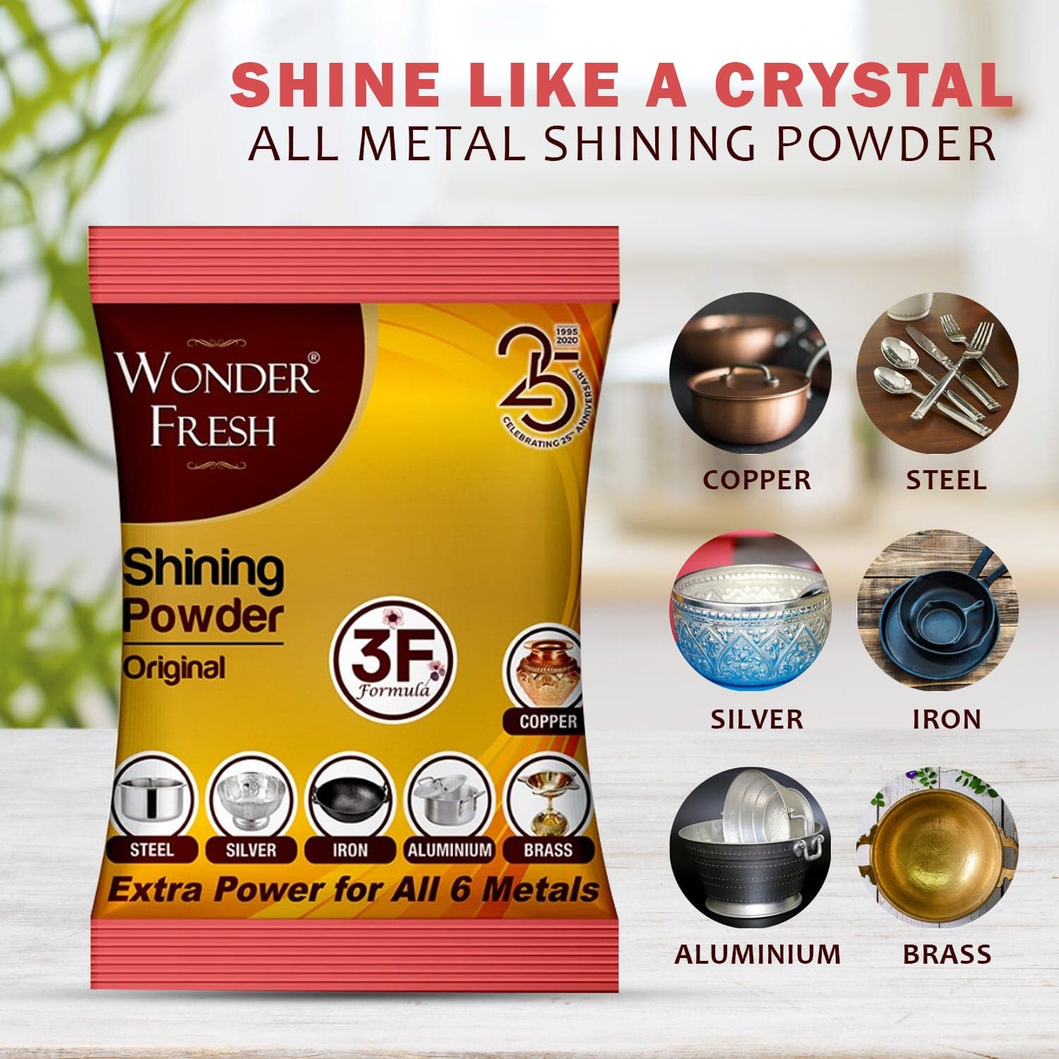 Shining Powder, Cleans And Polishes Copper, Brass, Silver, Aluminum, Iron, And Steel, Removes Tarnish And Oxidation (200 Gm) thumbnail 4