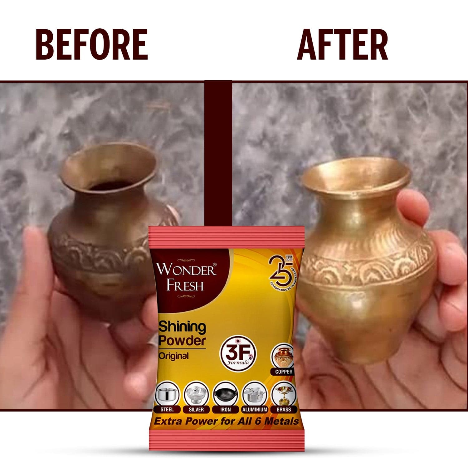 Shining Powder, Cleans And Polishes Copper, Brass, Silver, Aluminum, Iron, And Steel, Removes Tarnish And Oxidation (200 Gm) thumbnail 6