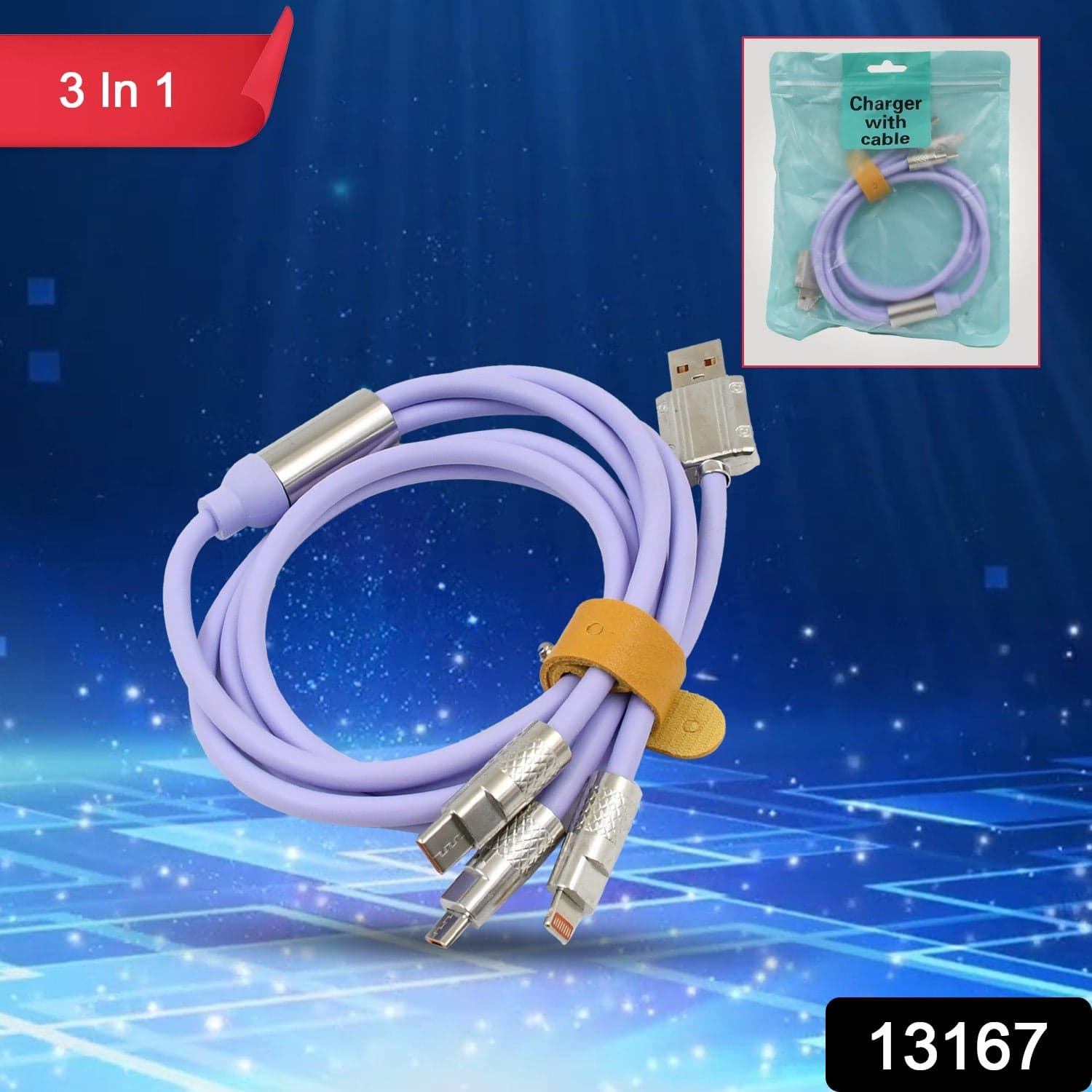 3 in 1 Multi Super Fast Charging Cable (1 Pc) thumbnail 2
