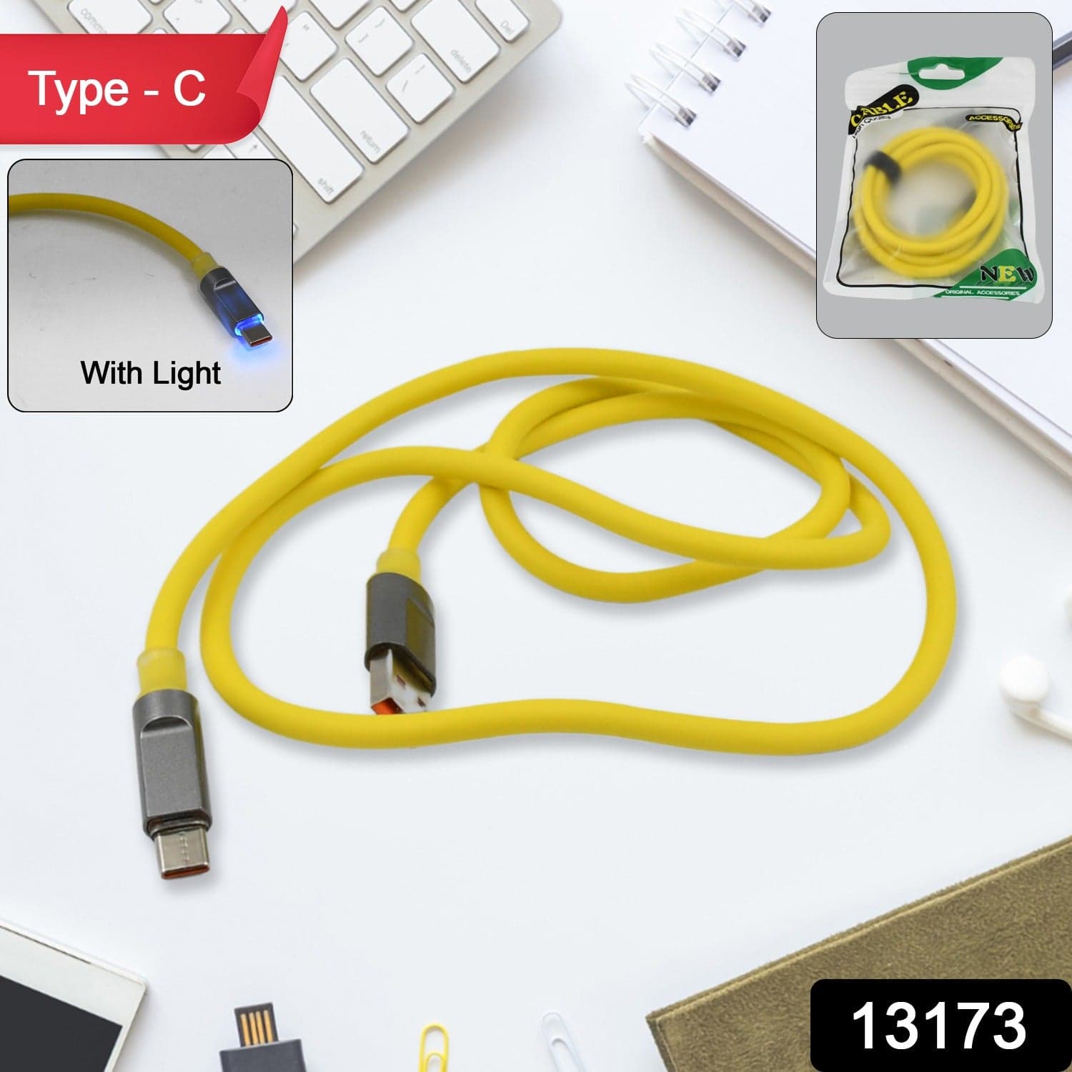 Type C data cable Fast Charging With Light (1 Mtr. / 1 Pc) thumbnail 2