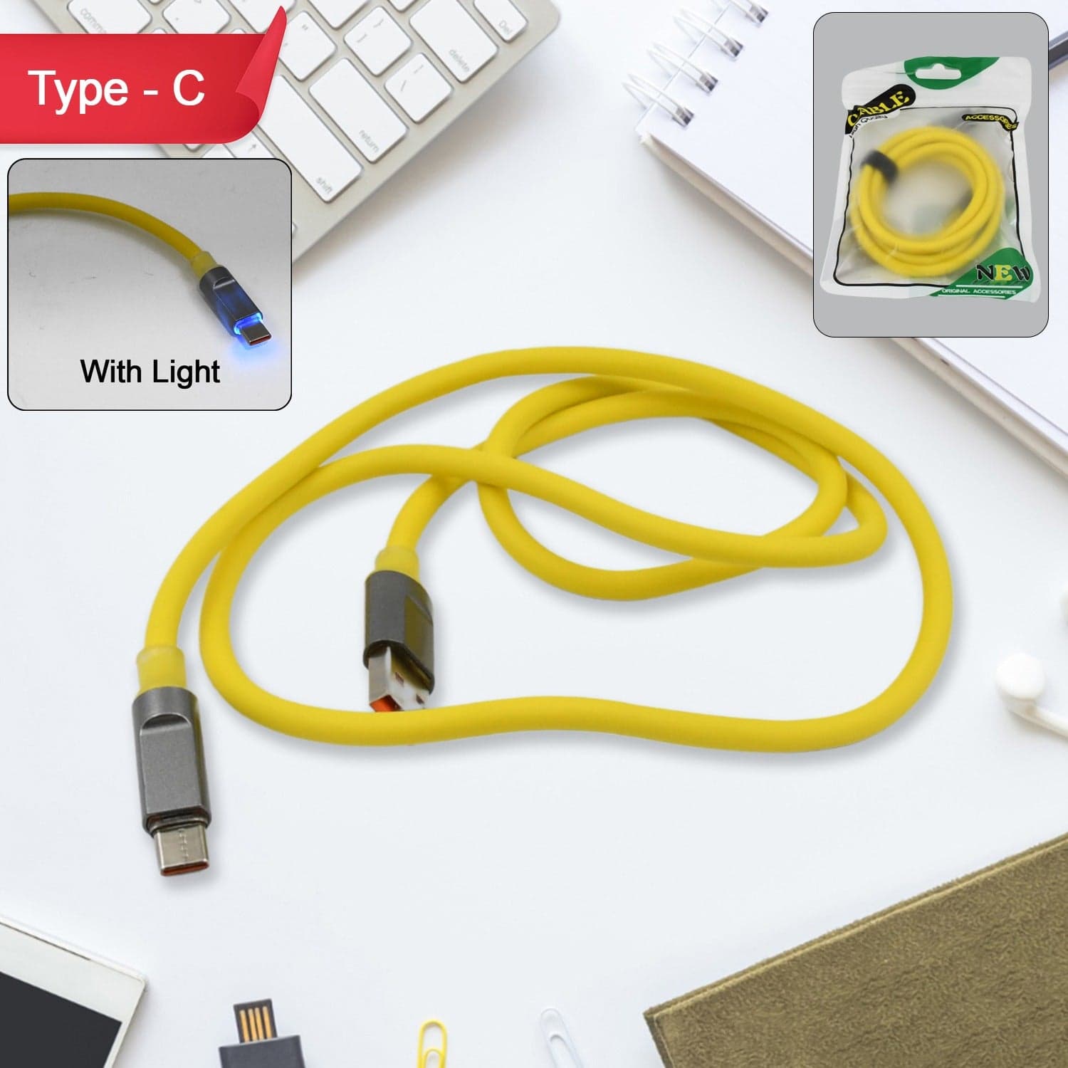 Type C data cable Fast Charging With Light (1 Mtr. / 1 Pc) thumbnail 4