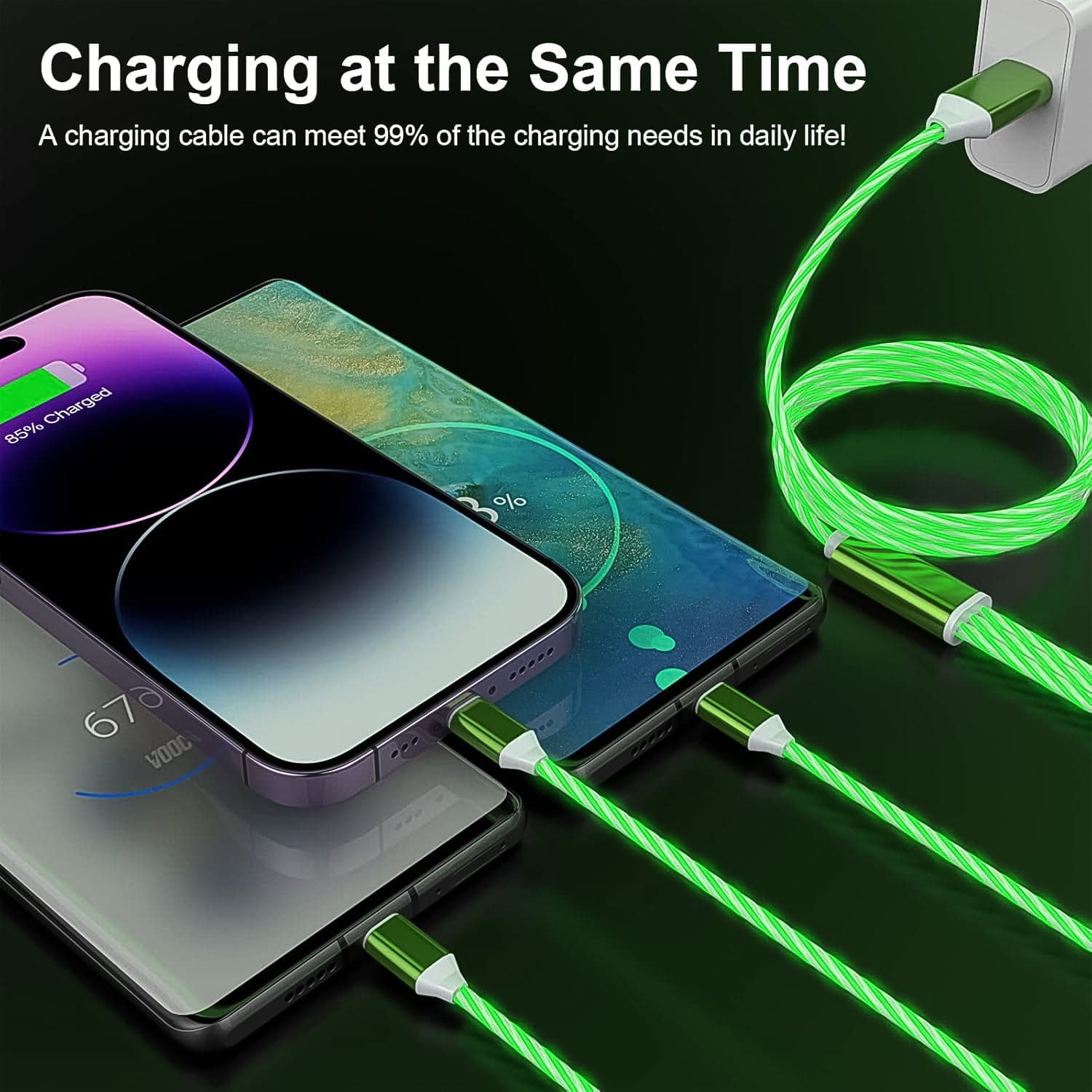 3 in 1 Charging Cable Light Up Fast Charger Multi Charging Cable (1 Pc) thumbnail 5