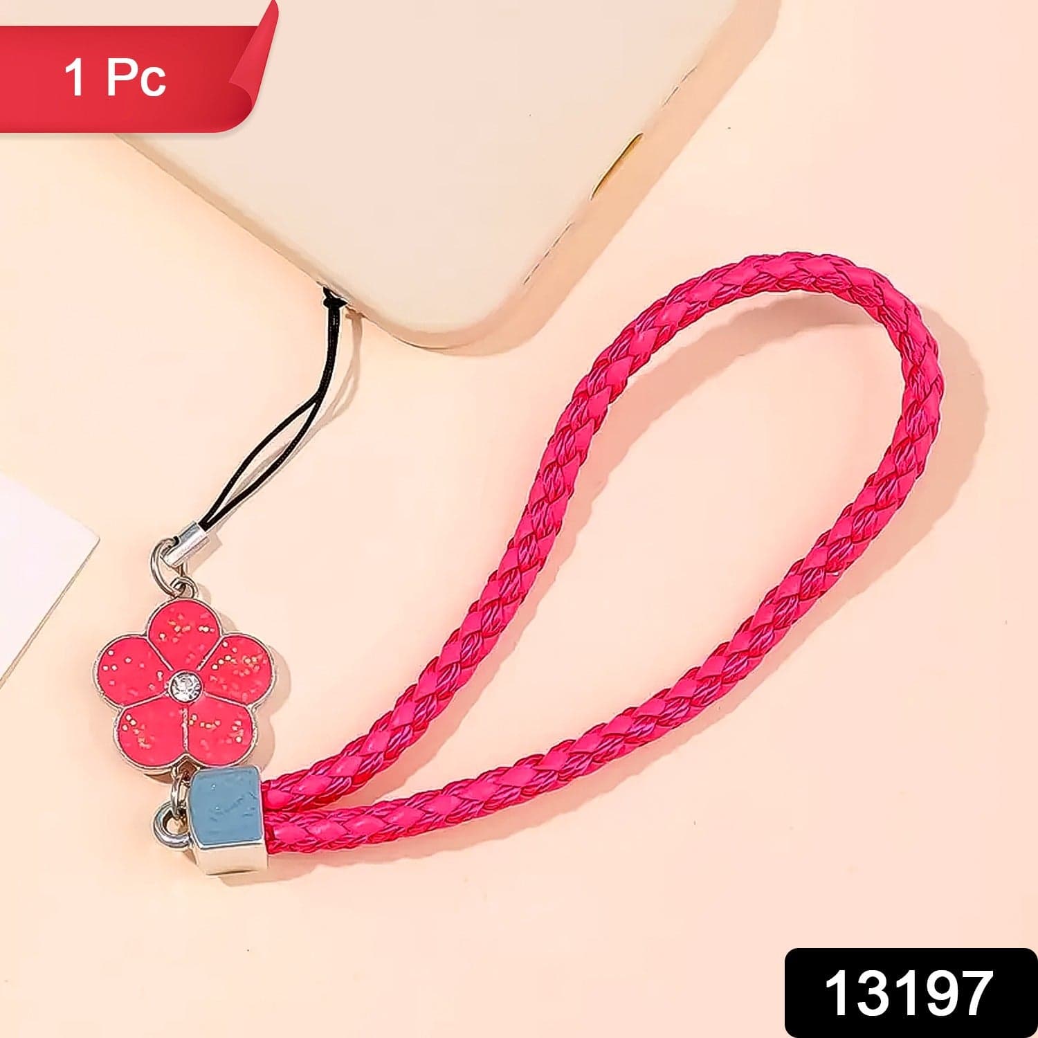 Flower Shape metal alloy pendant Nylon Braided leather hand strap lanyard phone (1 Pc / Multicolor) thumbnail 2